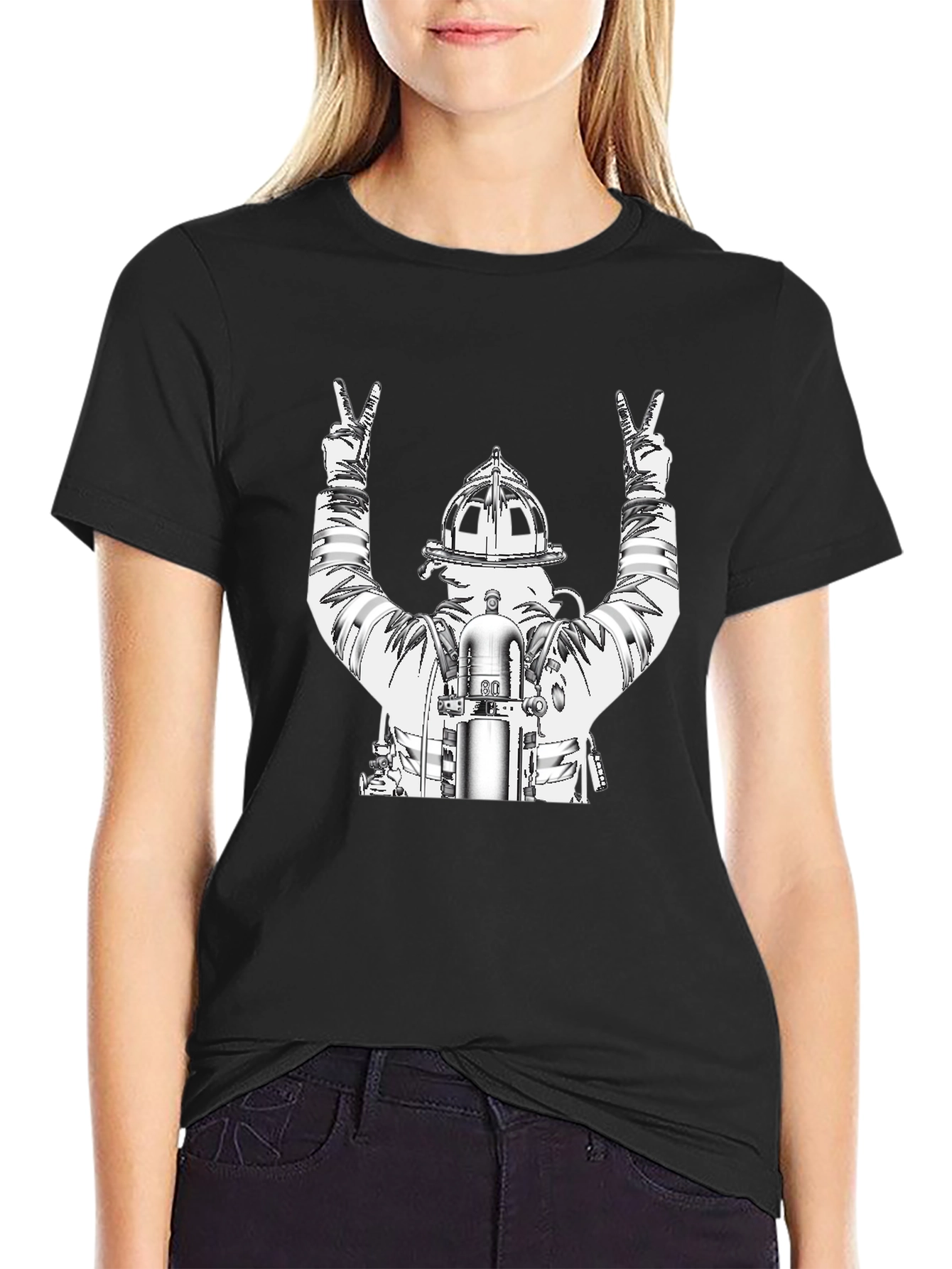 Firefighter Peace Sign Graphic T-Shirt