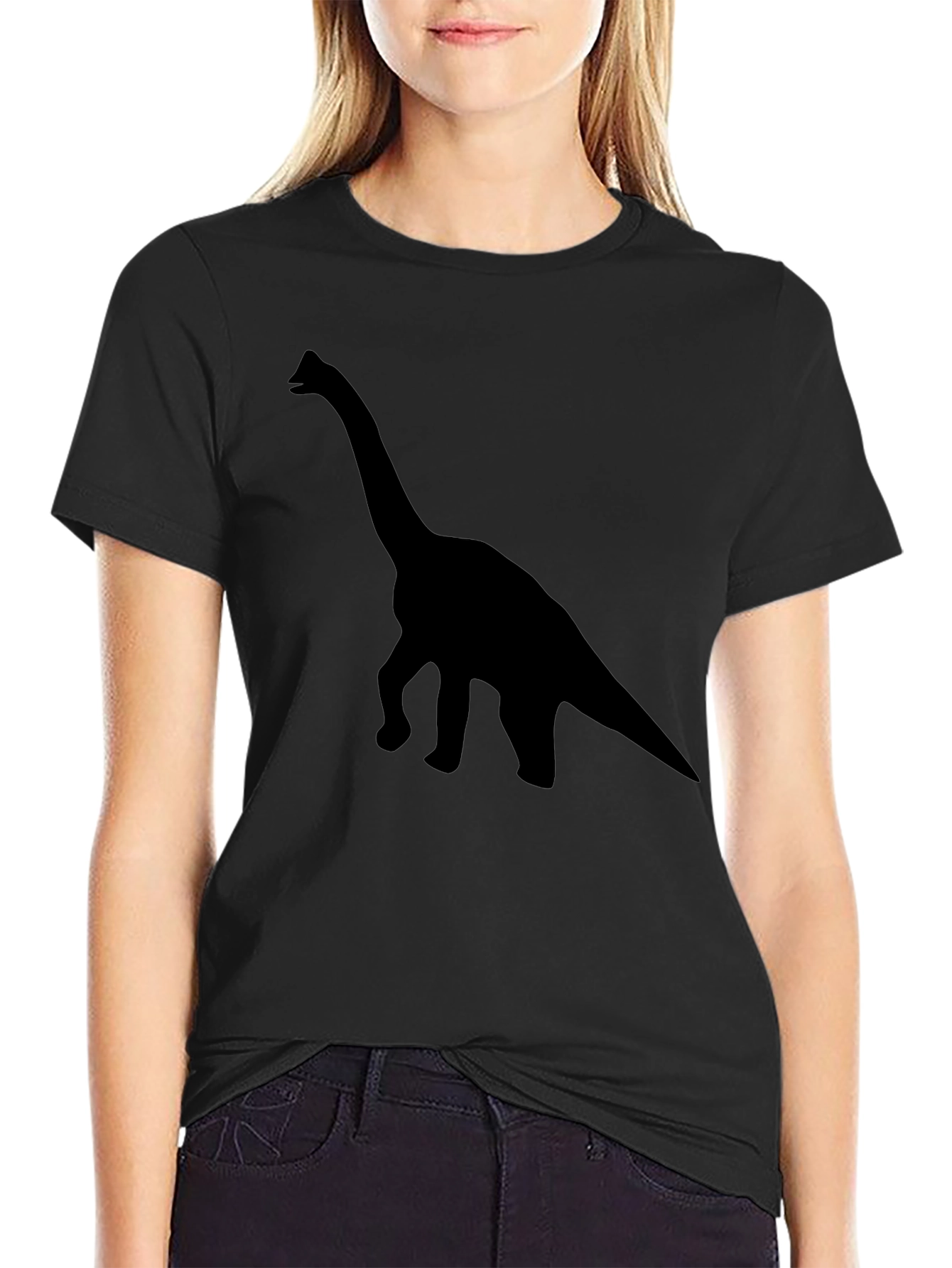 Black Dinosaur Silhouette T-Shirt