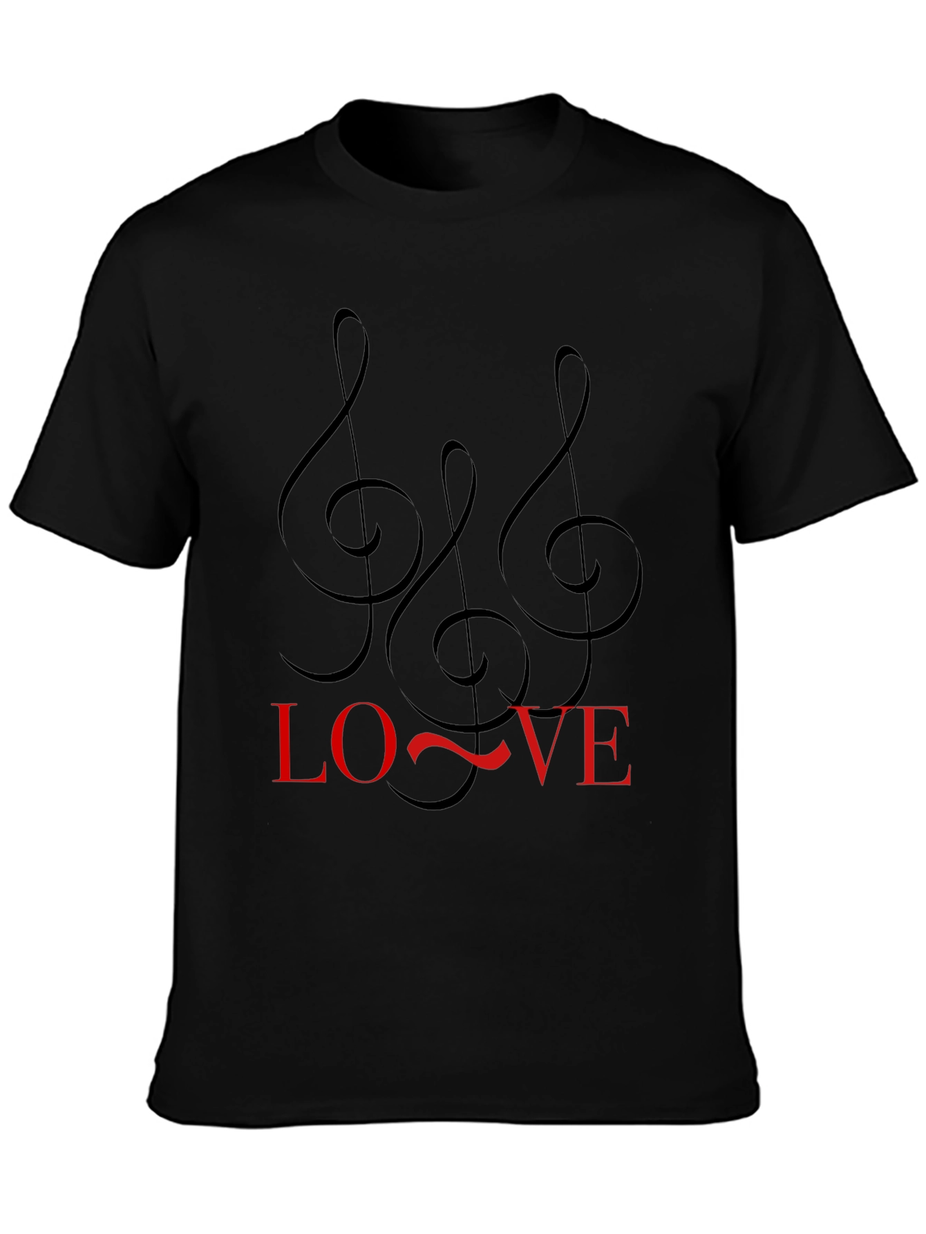 Music Lover Black Tee with Treble Clef Design