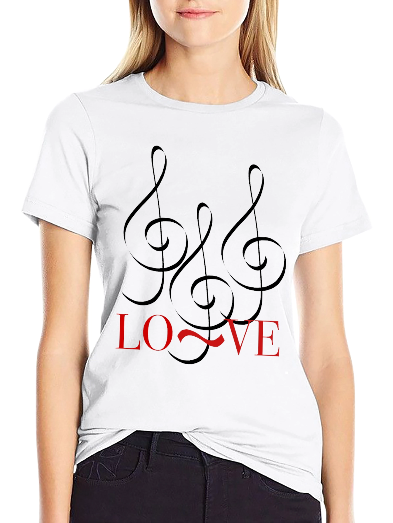 Music Lover Black Tee with Treble Clef Design