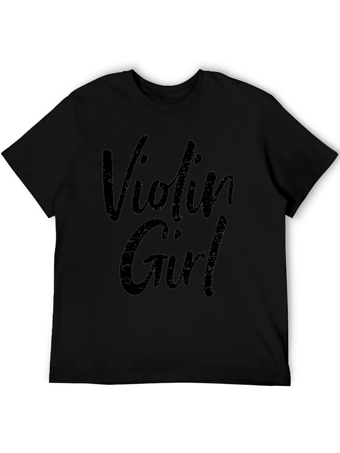 Violin Girl Black Graphic Tee - Music Lover Shirt