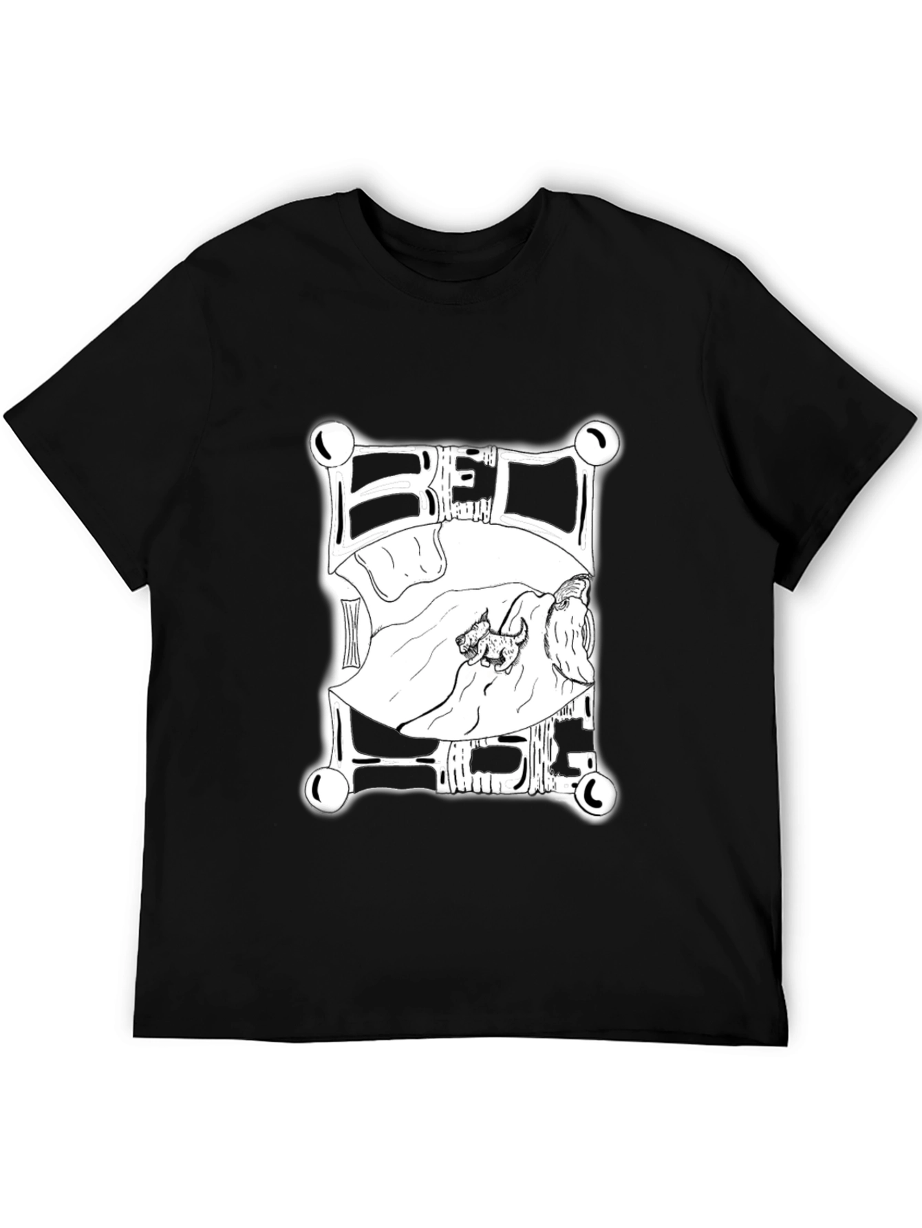 Dog in Bed Graphic T-Shirt - Black
