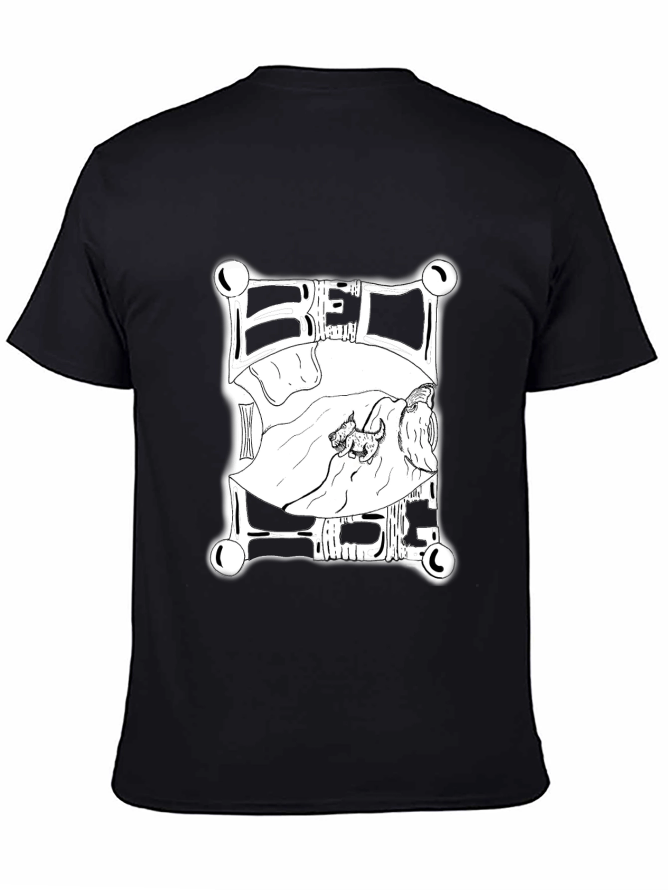 Dog in Bed Graphic T-Shirt - Black