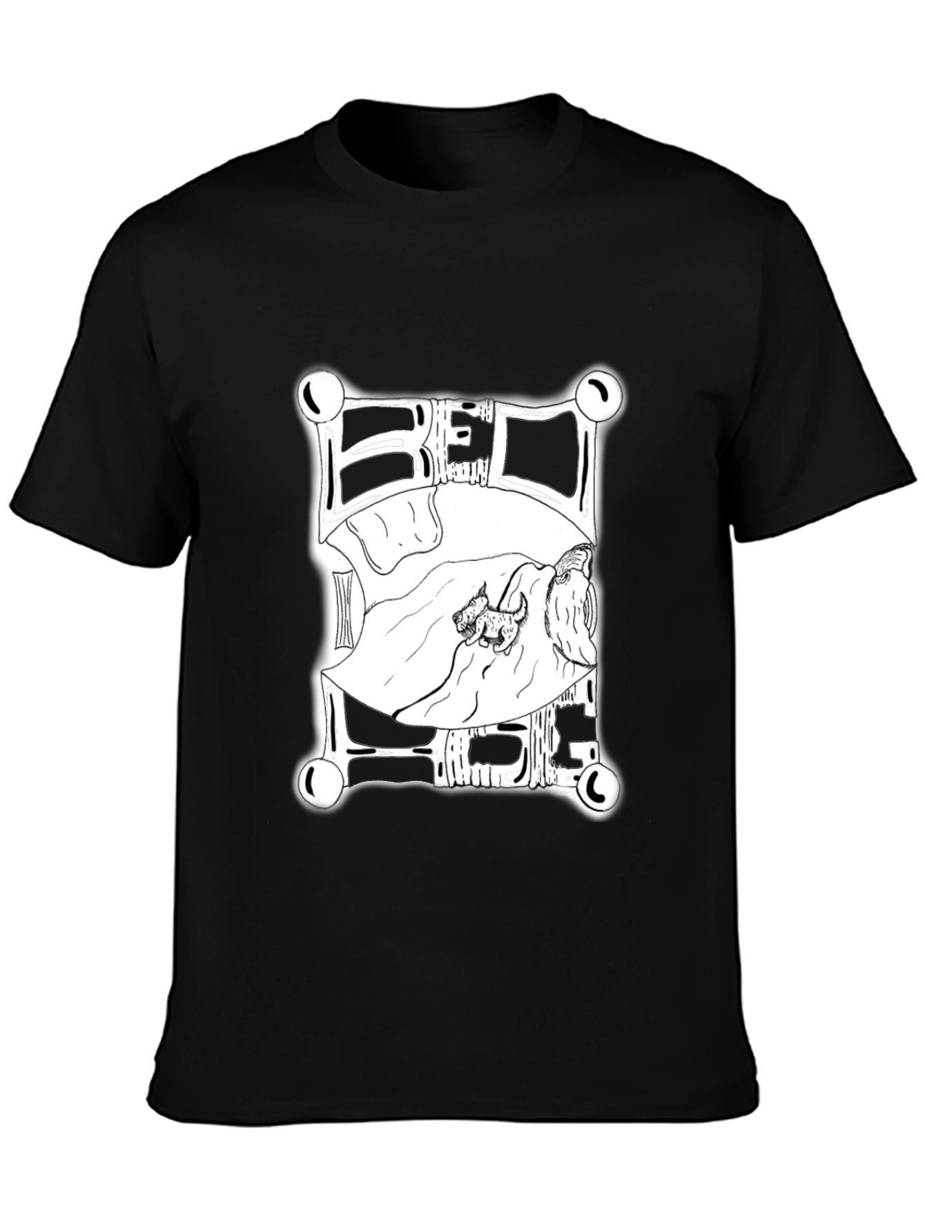 Dog in Bed Graphic T-Shirt - Black