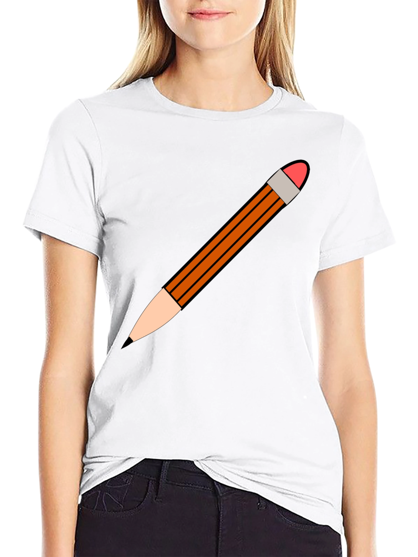 Pencil Graphic Black T-Shirt - Casual Style