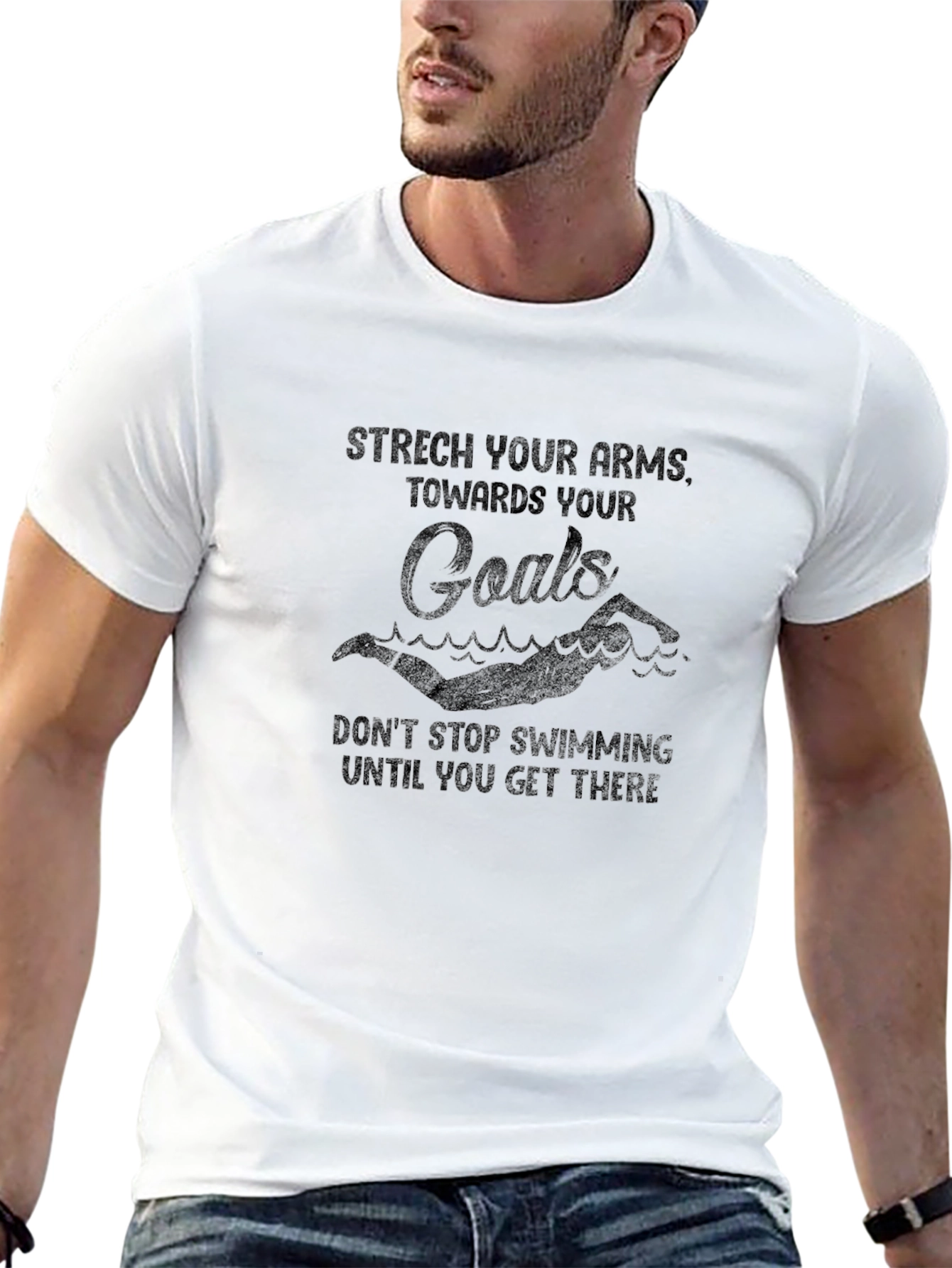 Stretch Your Arms Goals Swimmer Graphic T-Shirt