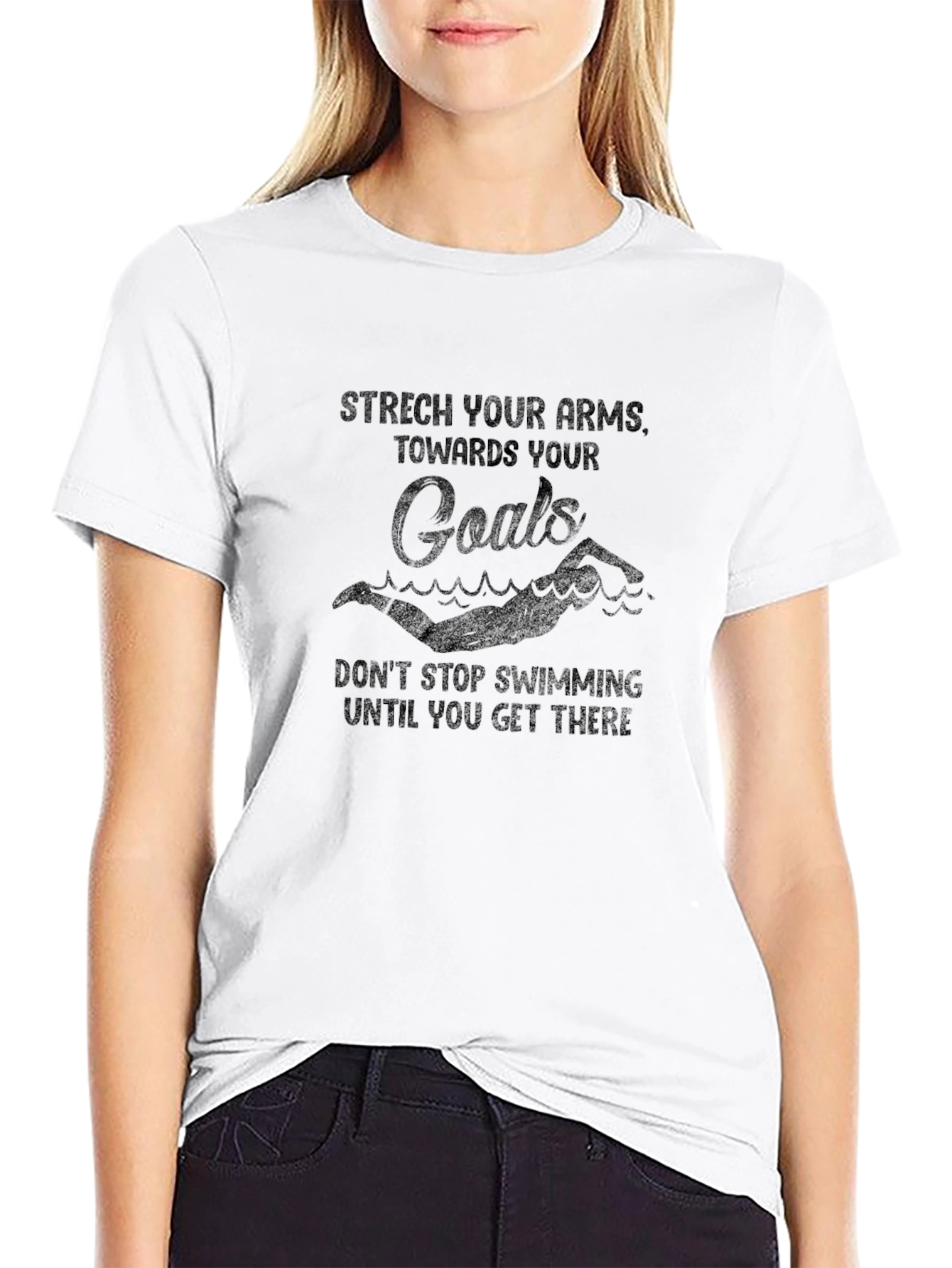 Stretch Your Arms Goals Swimmer Graphic T-Shirt