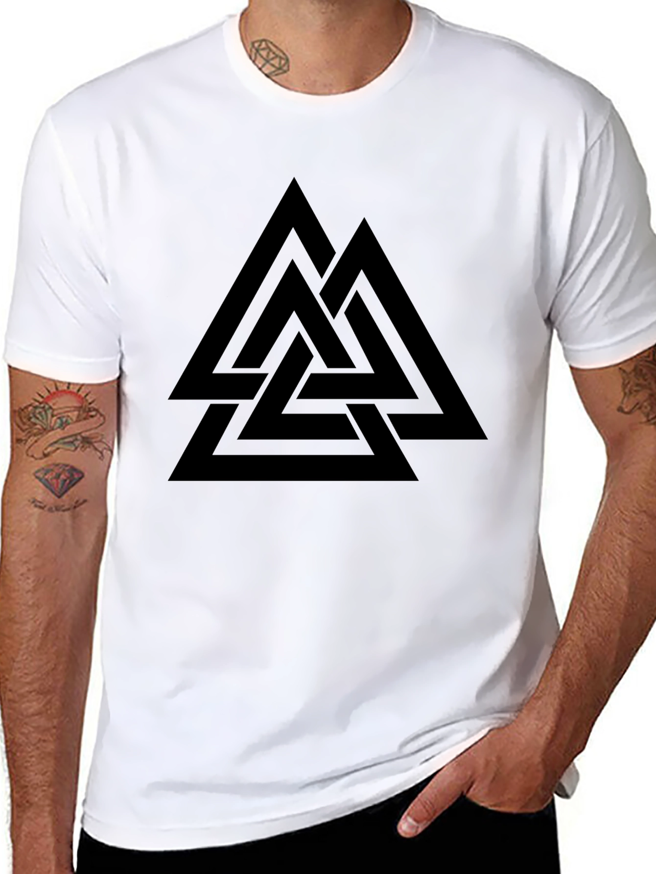 Valknut Black T-Shirt - Norse Viking Symbol