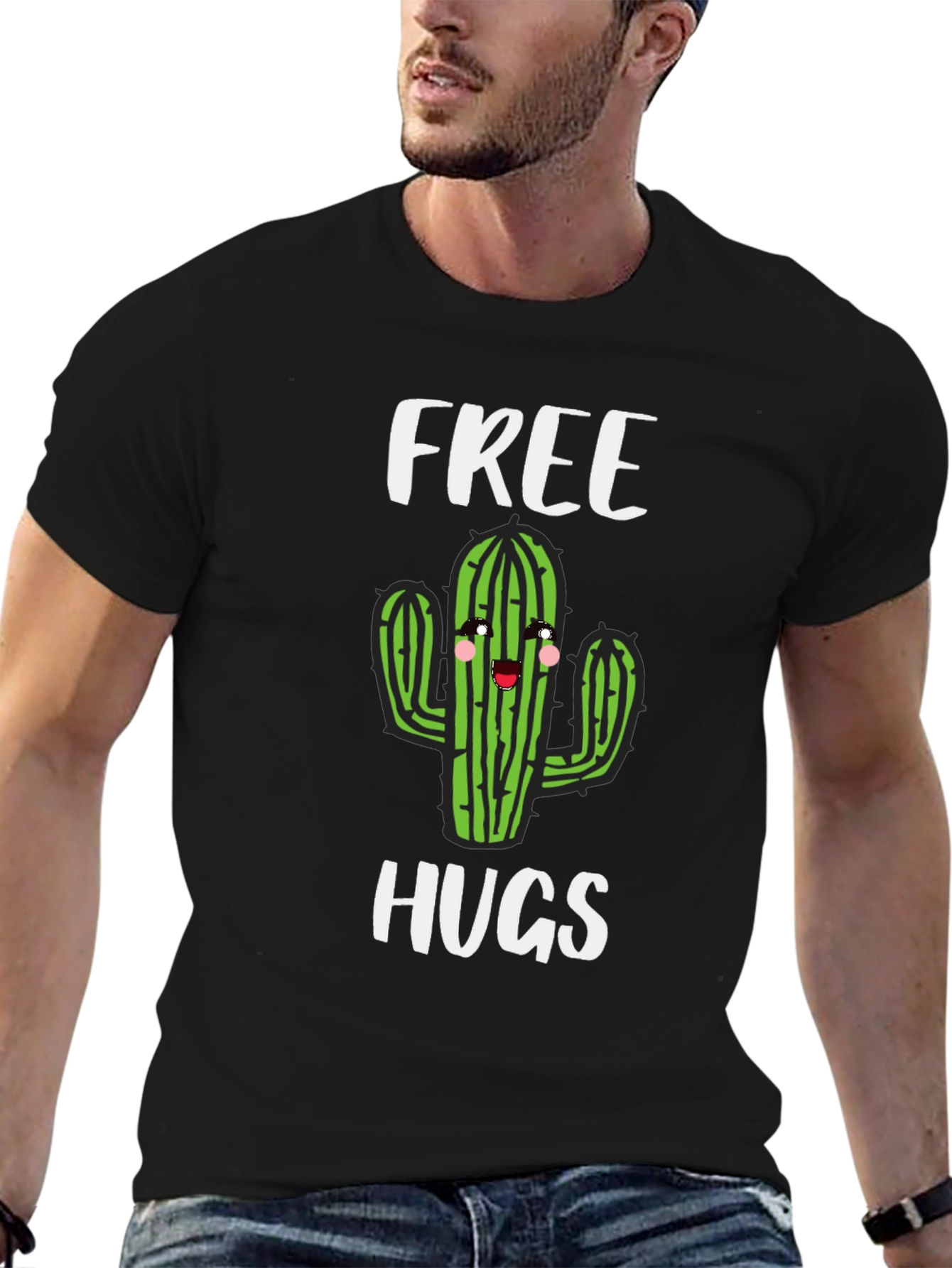 Free Hugs Cactus Graphic T-Shirt - Soft Cotton