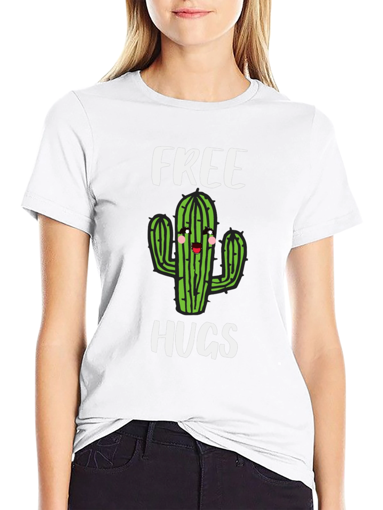 Free Hugs Cactus Graphic T-Shirt - Soft Cotton