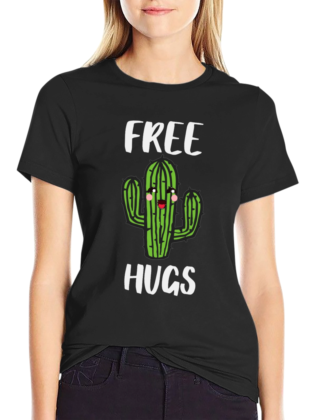 Free Hugs Cactus Graphic T-Shirt - Soft Cotton