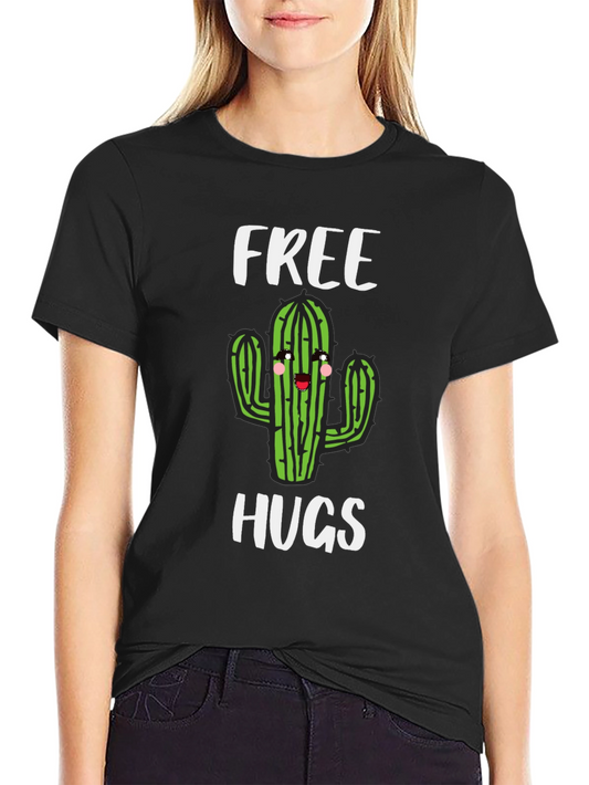 Free Hugs Cactus Graphic T-Shirt - Soft Cotton