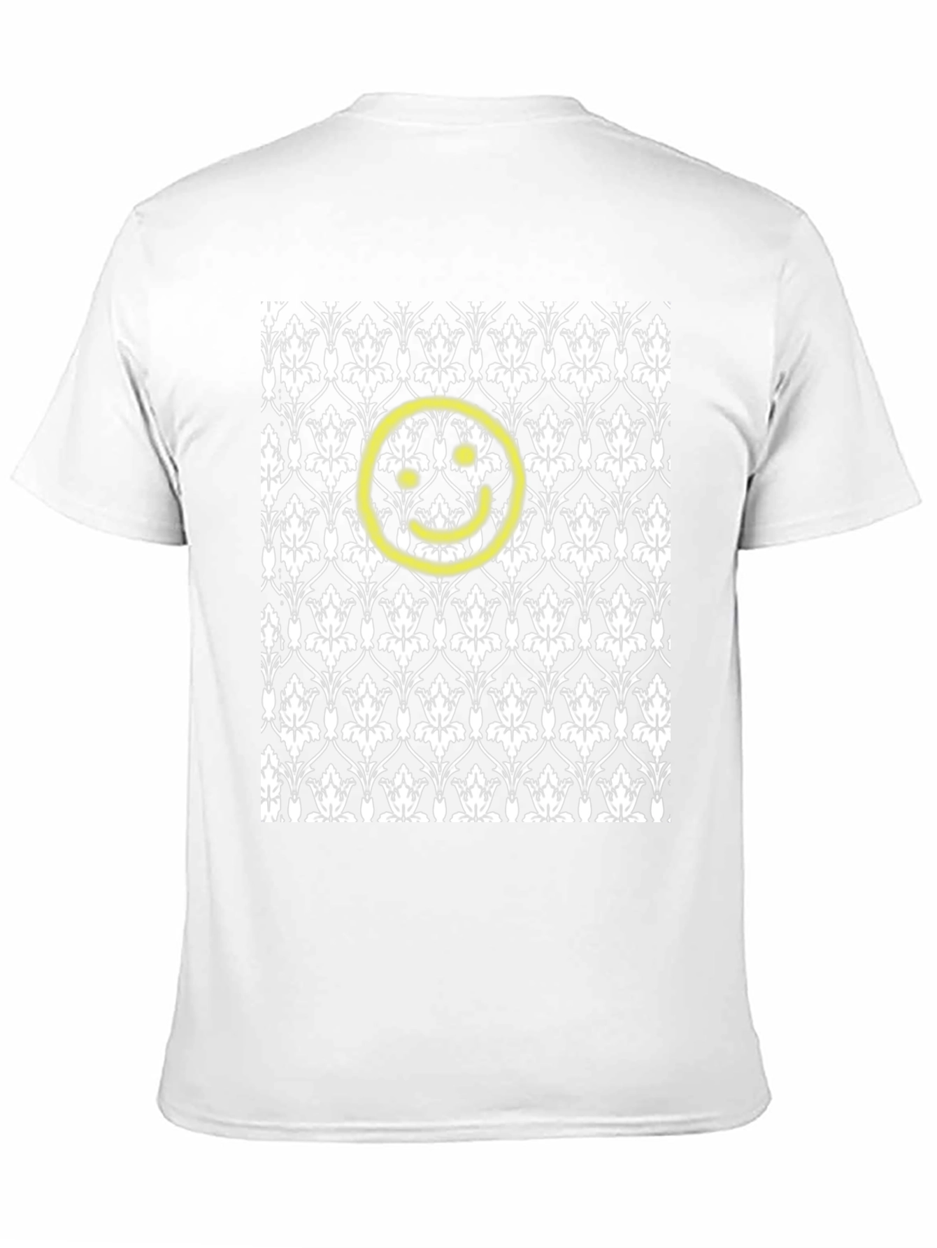 Black Patterned Tee with Yellow Smiley
