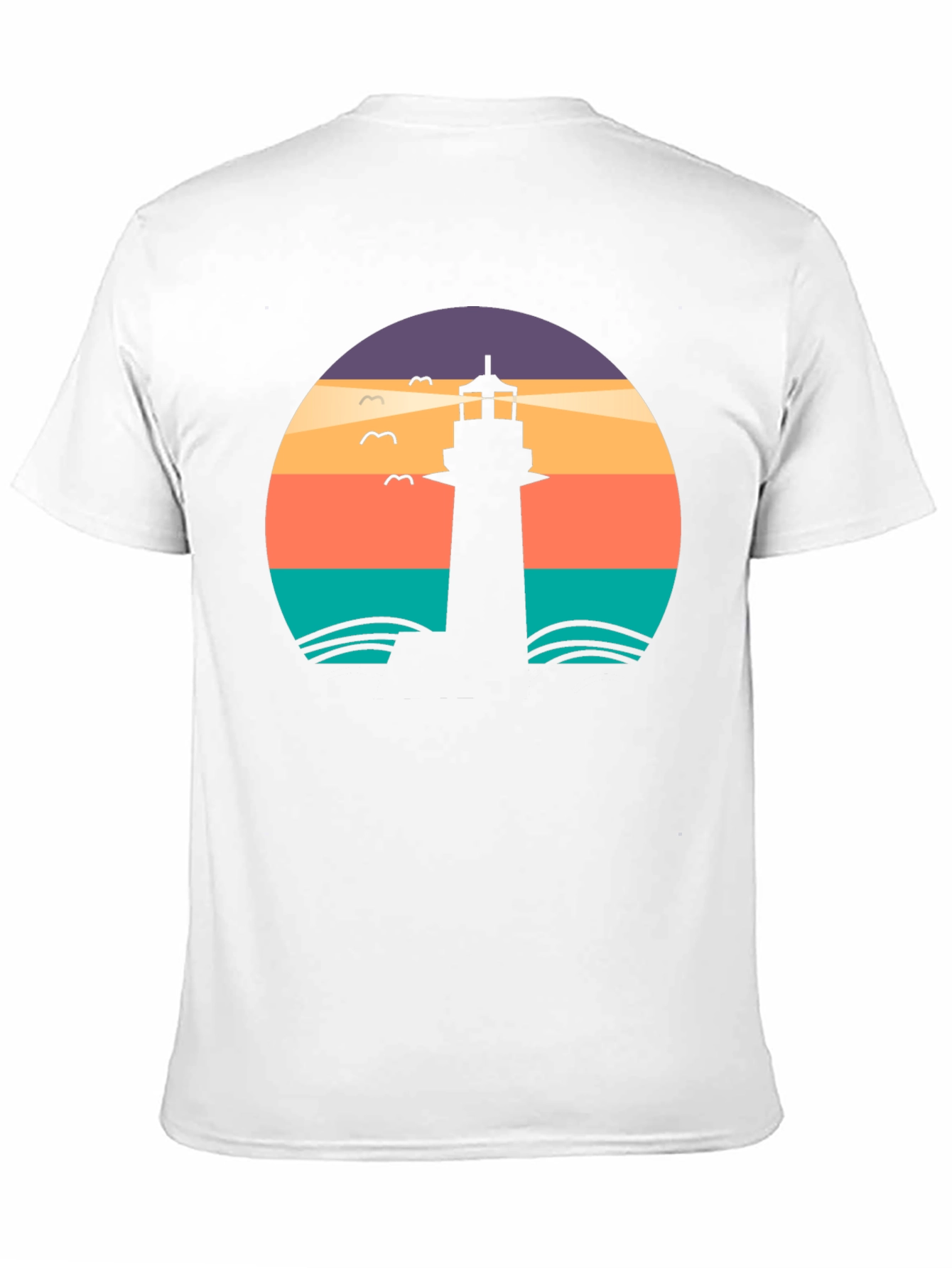 Lighthouse Sunset Graphic Tee - Black Casual T-Shirt