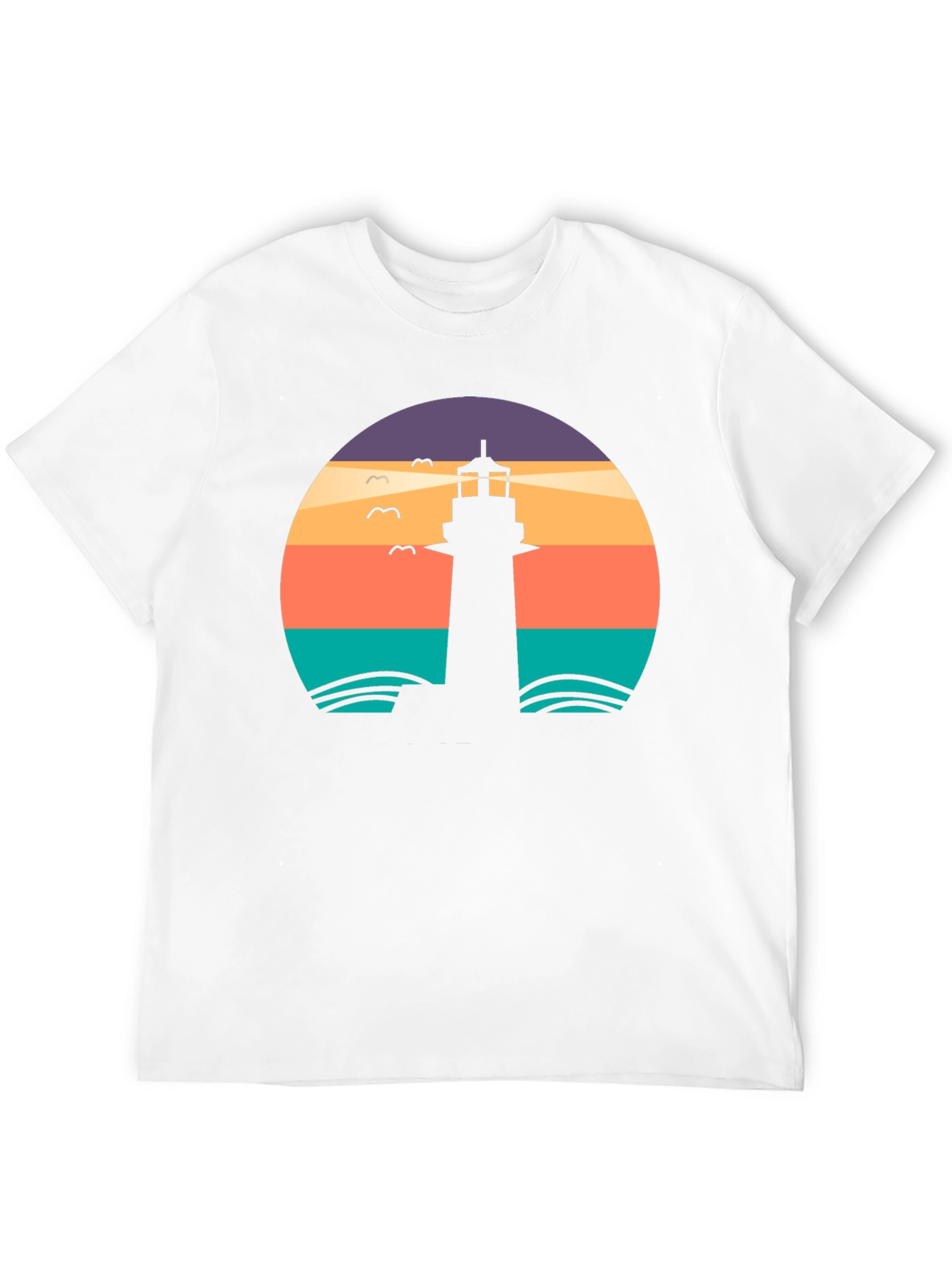 Lighthouse Sunset Graphic Tee - Black Casual T-Shirt
