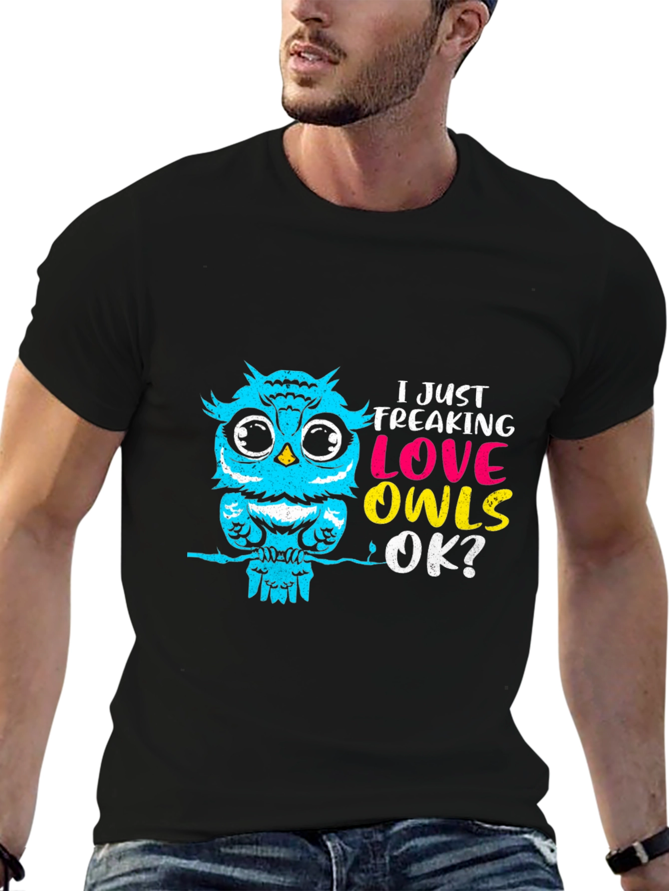 I Just Freaking Love Owls Black T-Shirt