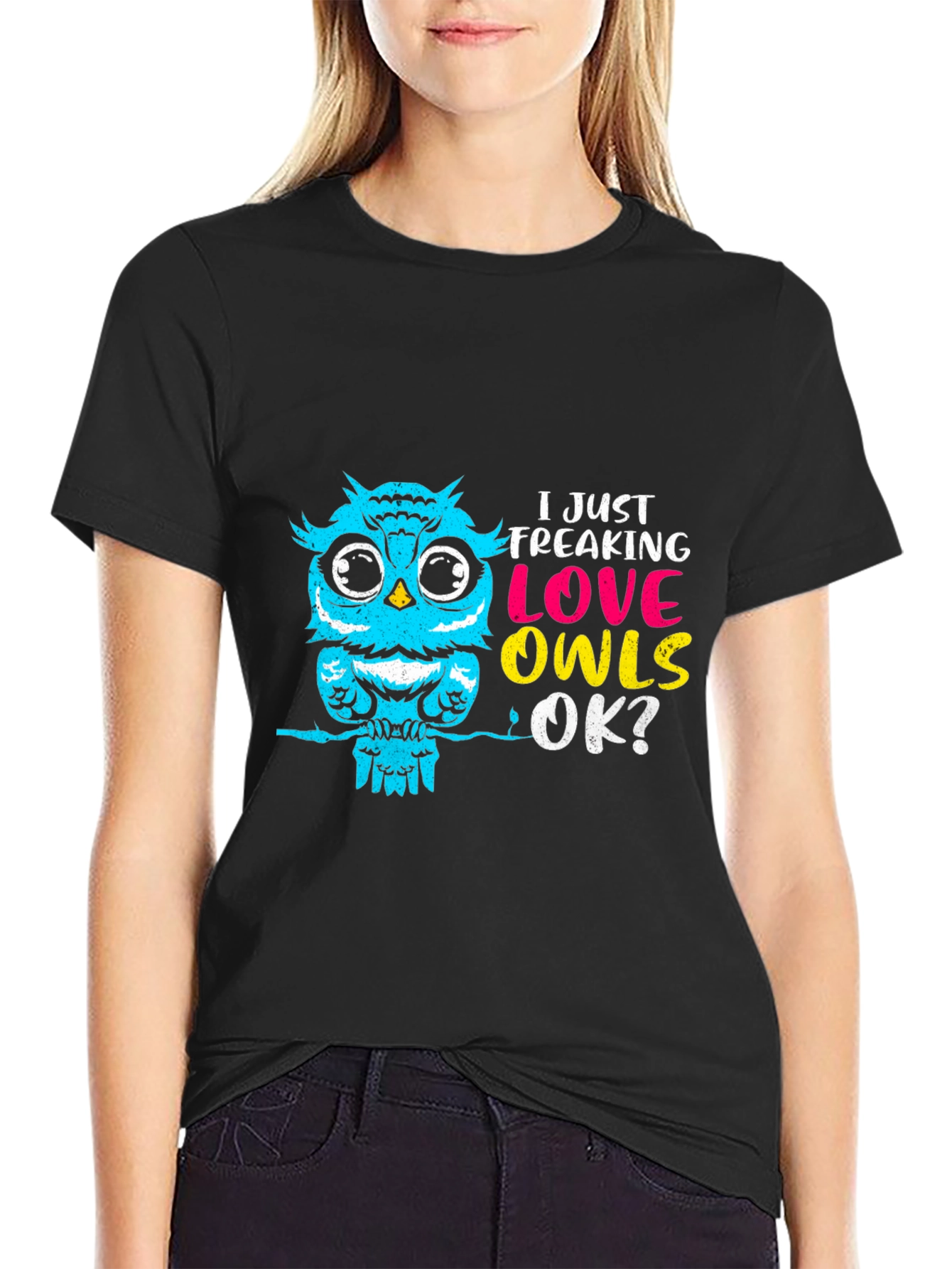 I Just Freaking Love Owls Black T-Shirt