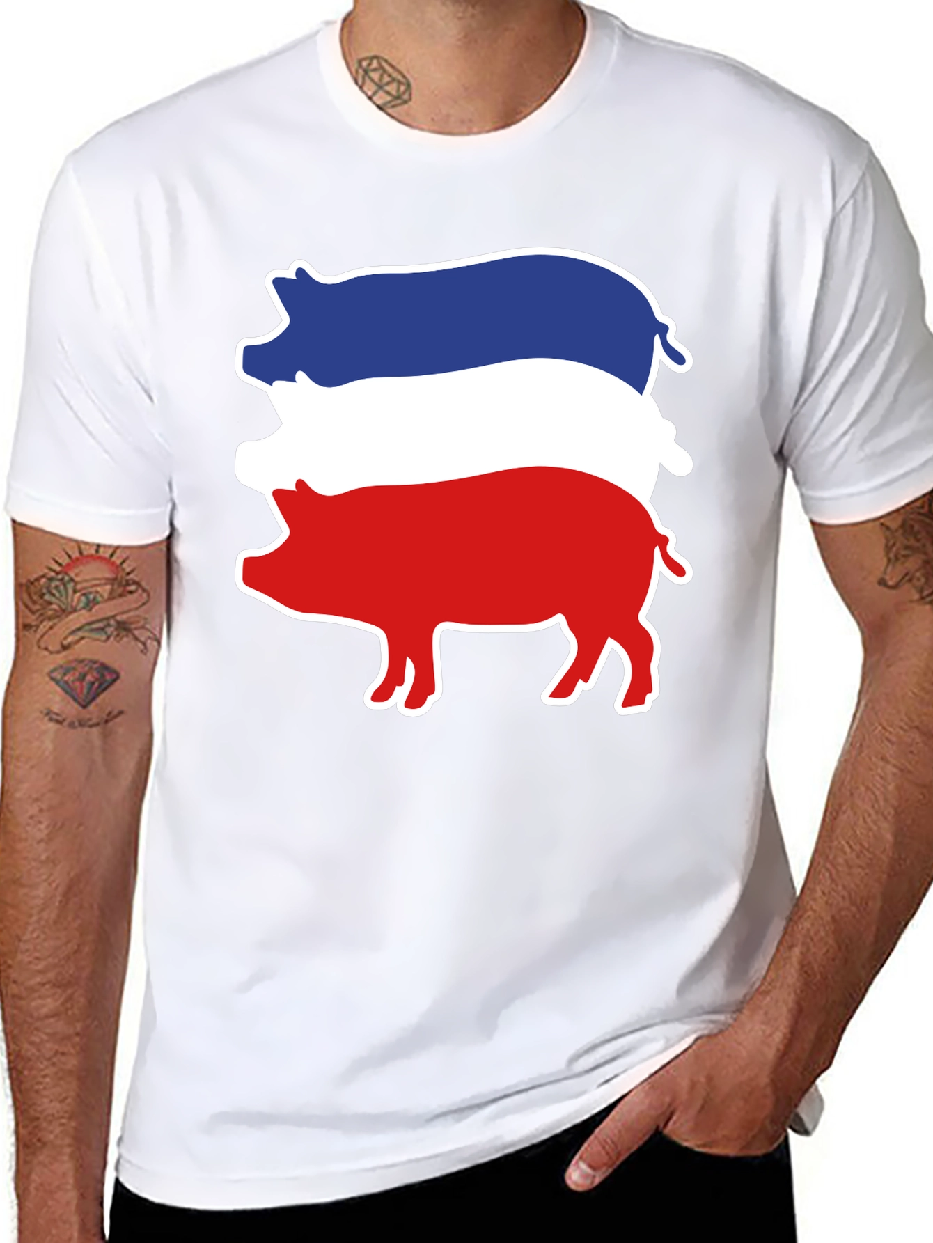 Red White Blue Pig Stack T-Shirt