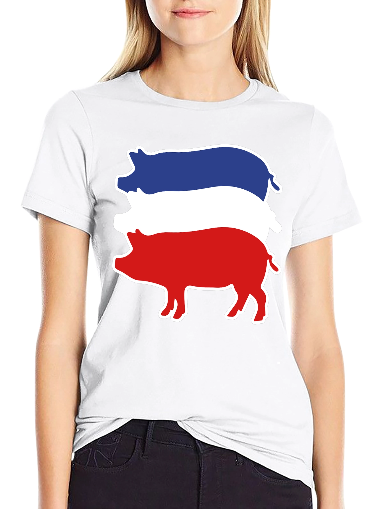 Red White Blue Pig Stack T-Shirt