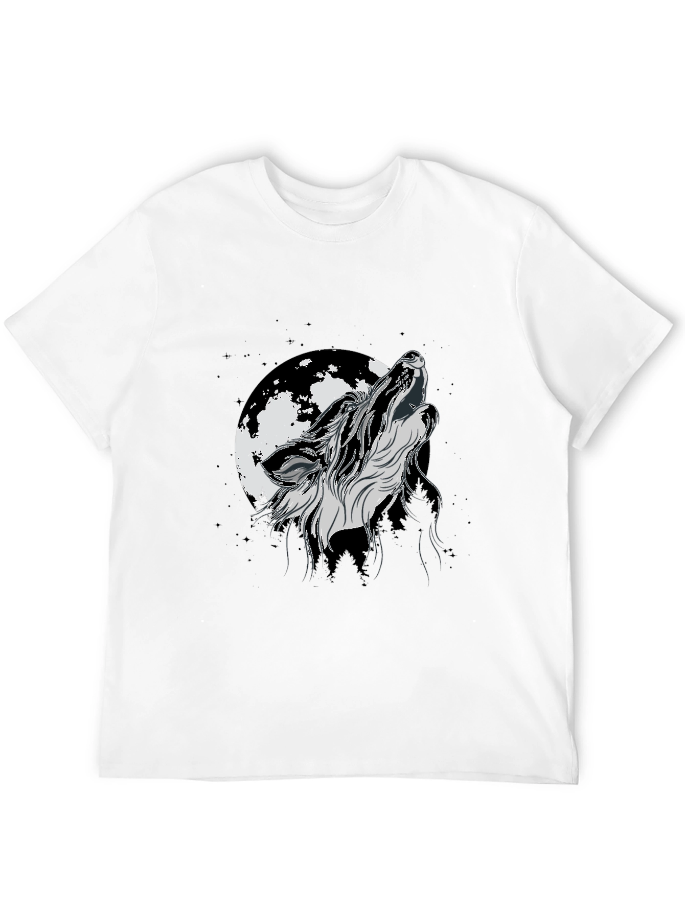 Wolf Moon Graphic Tee - Black Cotton