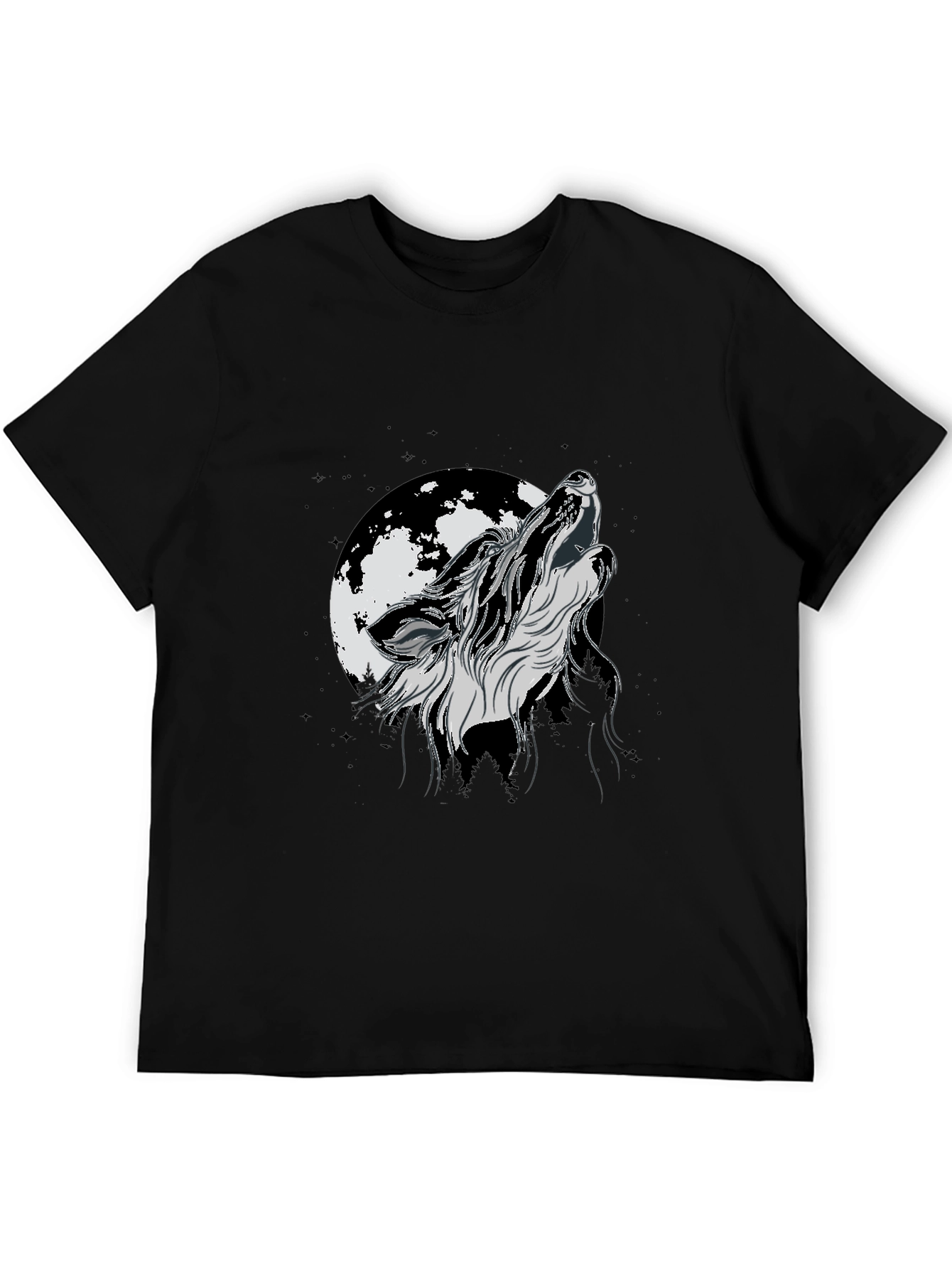 Wolf Moon Graphic Tee - Black Cotton
