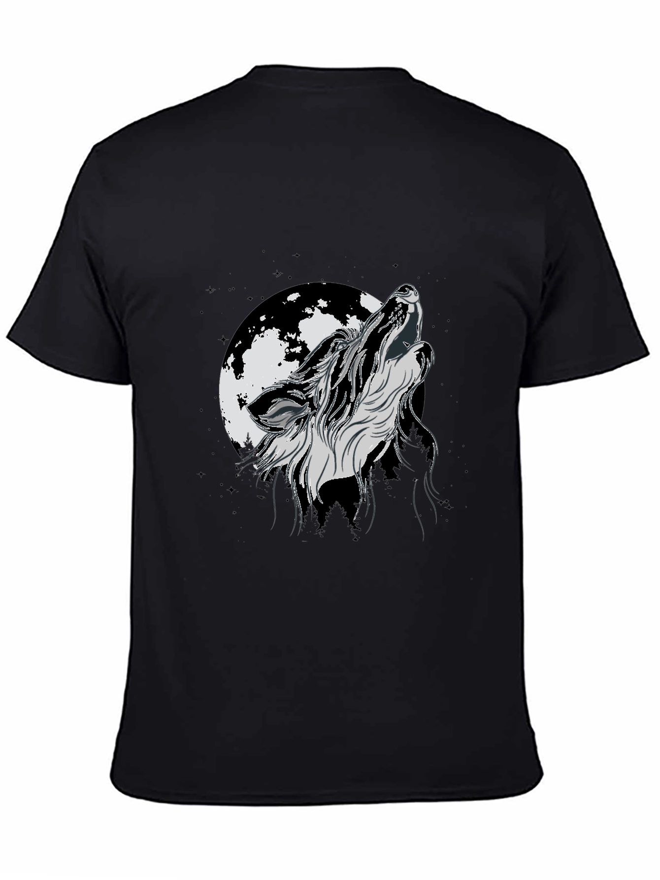 Wolf Moon Graphic Tee - Black Cotton