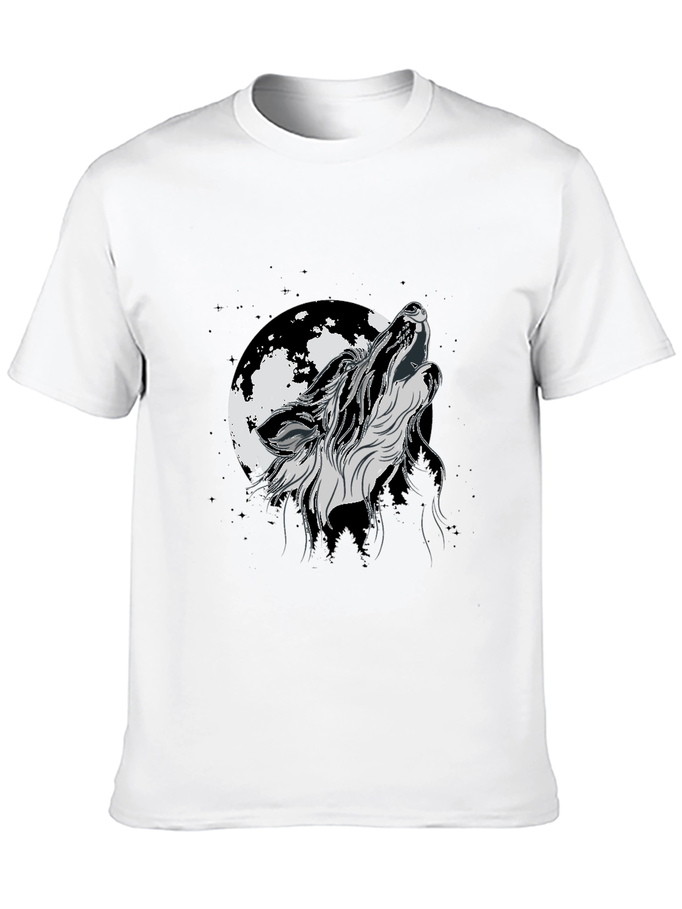Wolf Moon Graphic Tee - Black Cotton