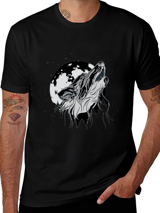 Wolf Moon Graphic Tee - Black Cotton