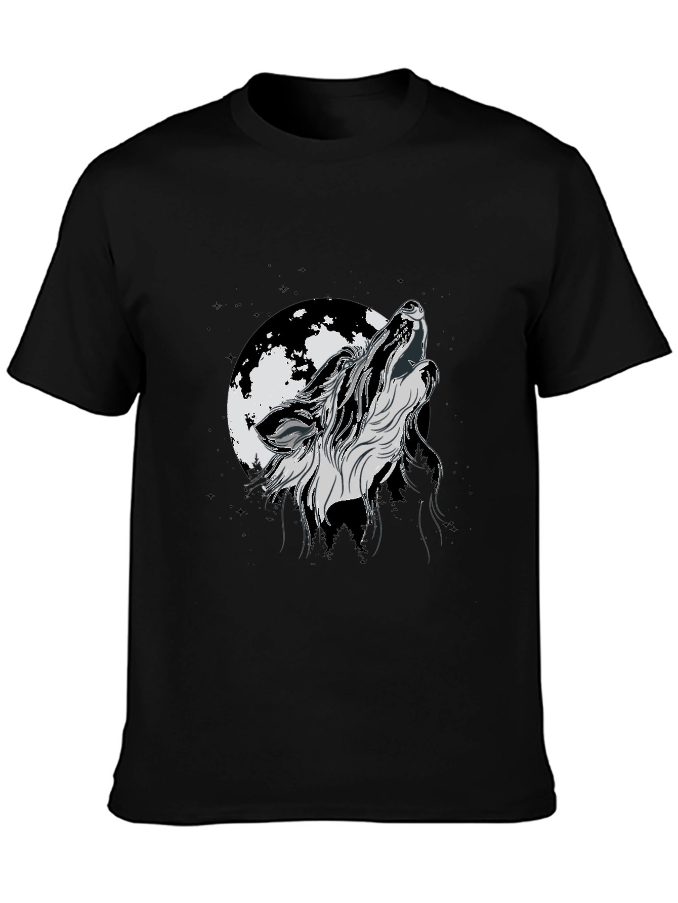 Wolf Moon Graphic Tee - Black Cotton