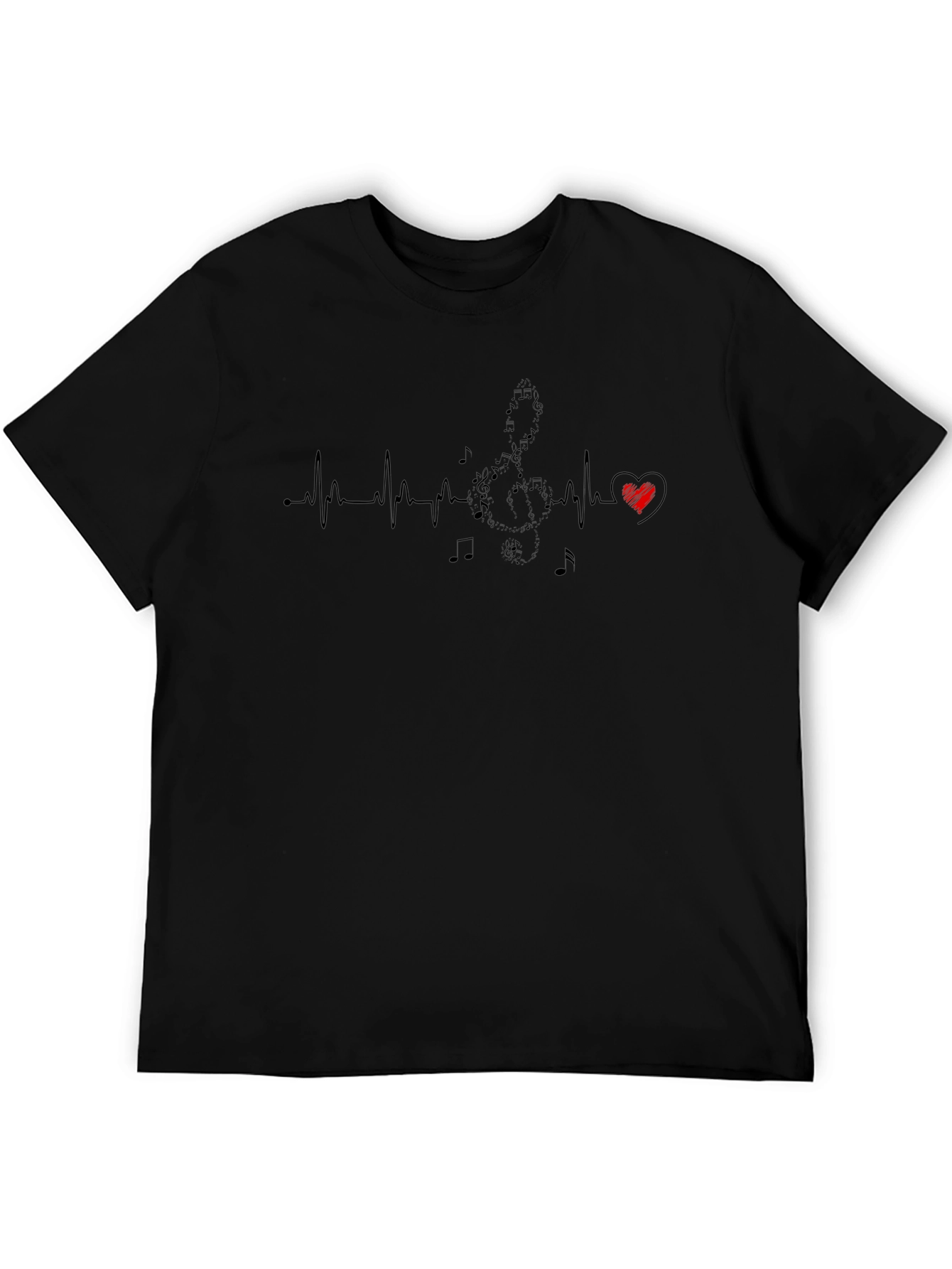 Musical Heartbeat Graphic T-Shirt - Black