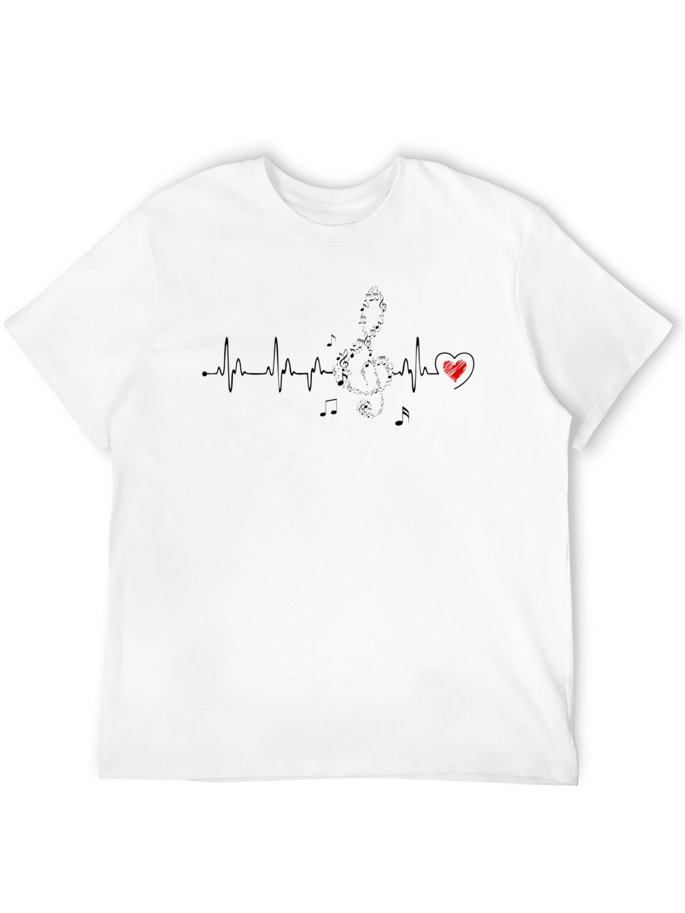 Musical Heartbeat Graphic T-Shirt - Black