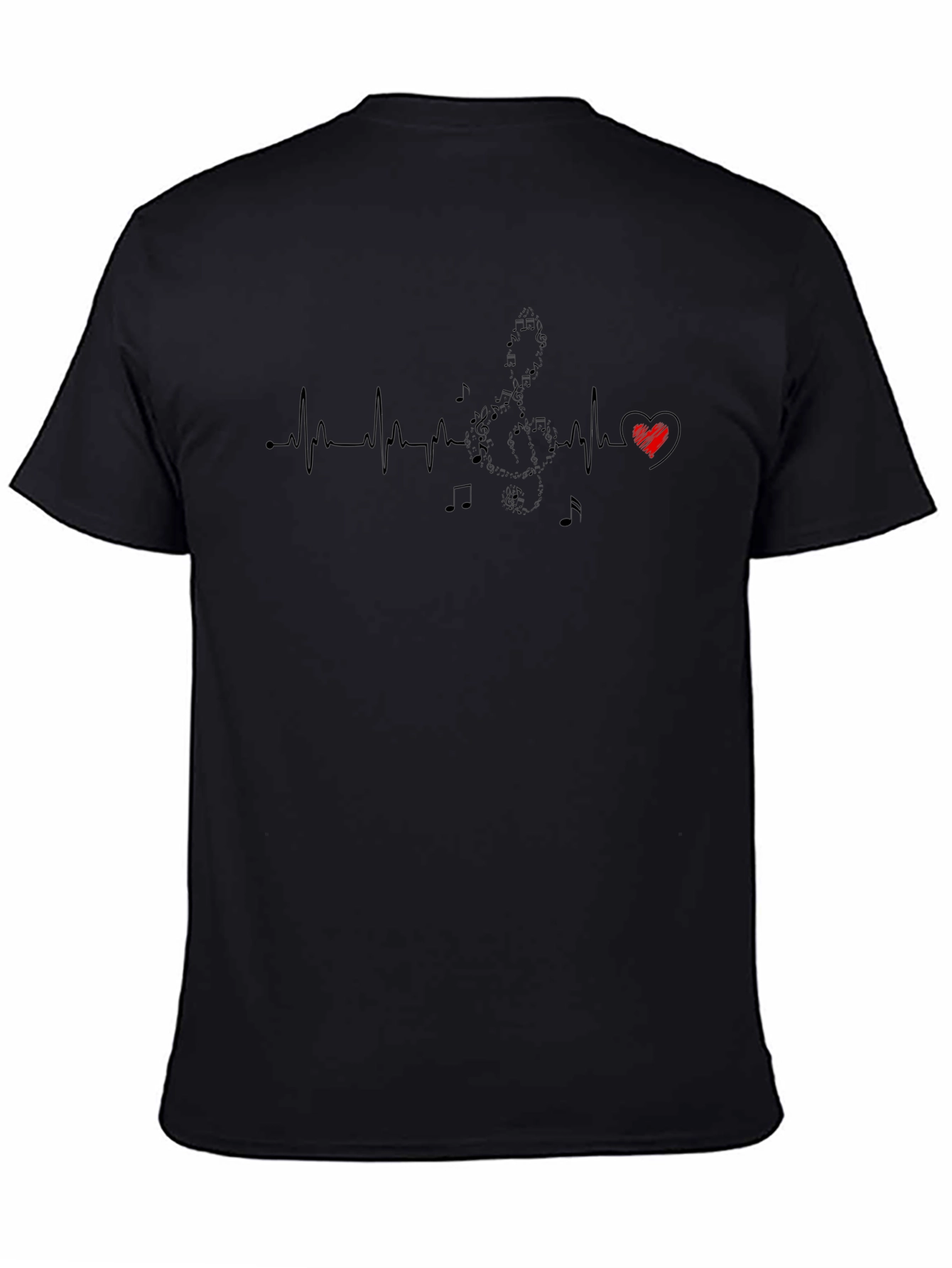 Musical Heartbeat Graphic T-Shirt - Black