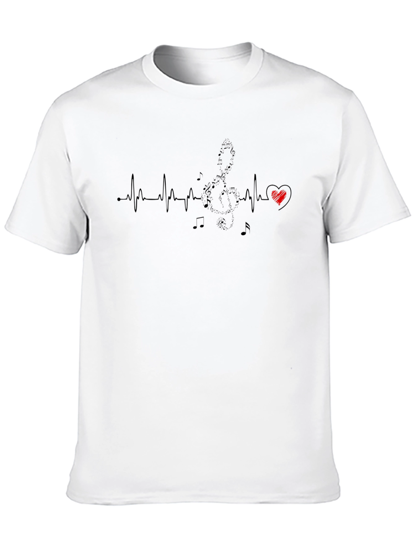 Musical Heartbeat Graphic T-Shirt - Black