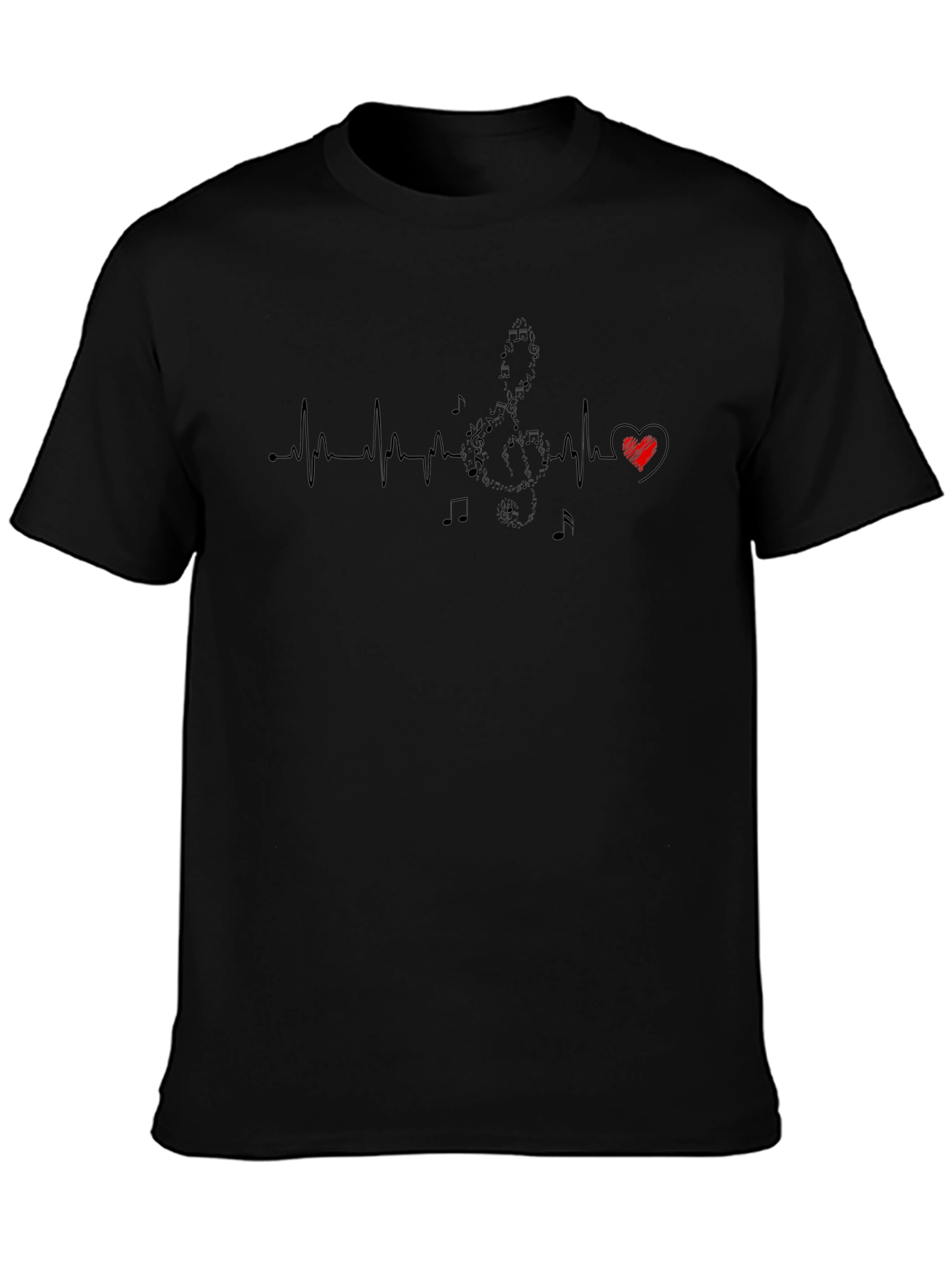 Musical Heartbeat Graphic T-Shirt - Black