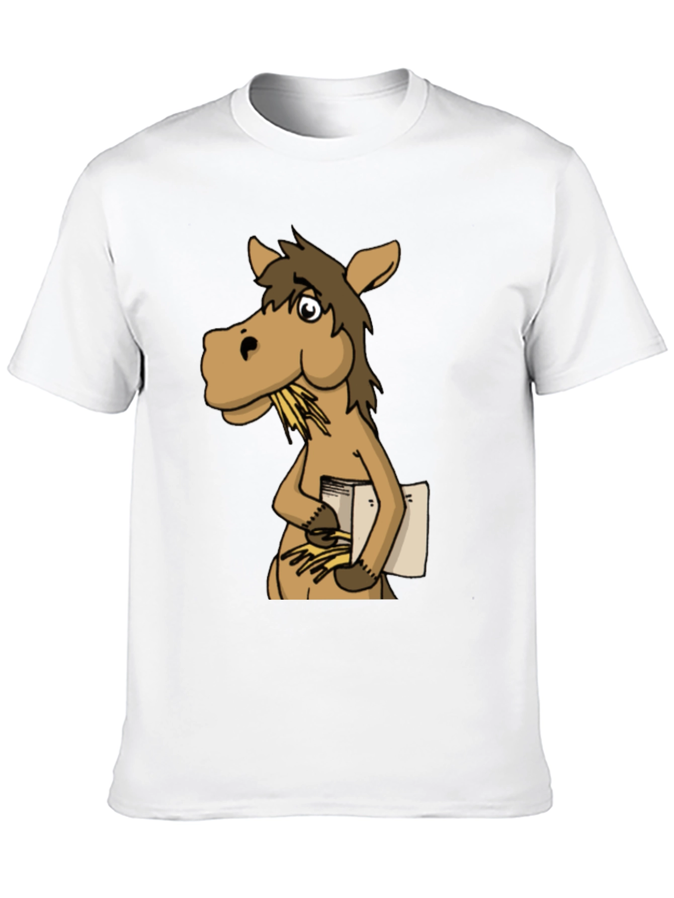 Funny Horse Reading Book Black T-Shirt