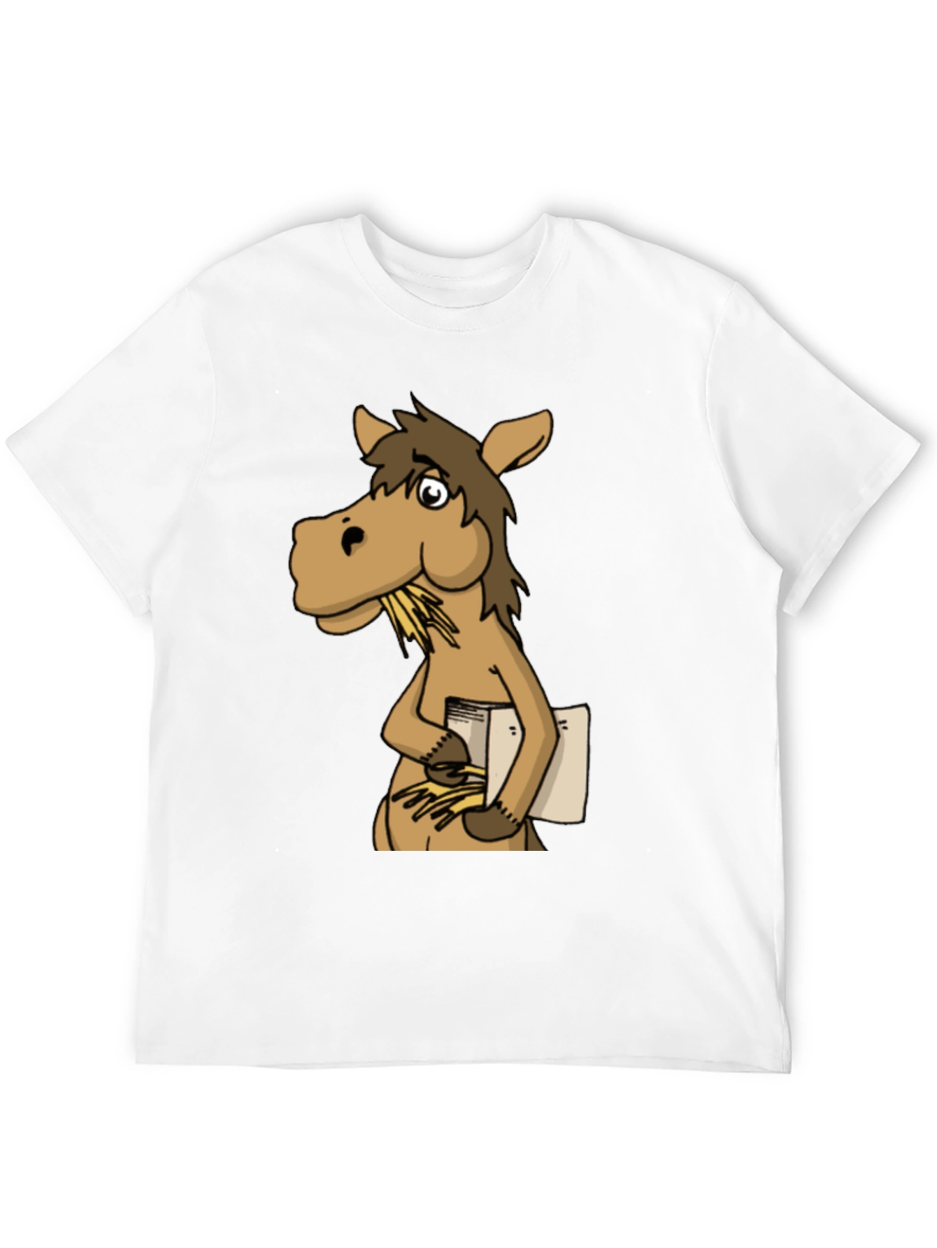 Funny Horse Reading Book Black T-Shirt