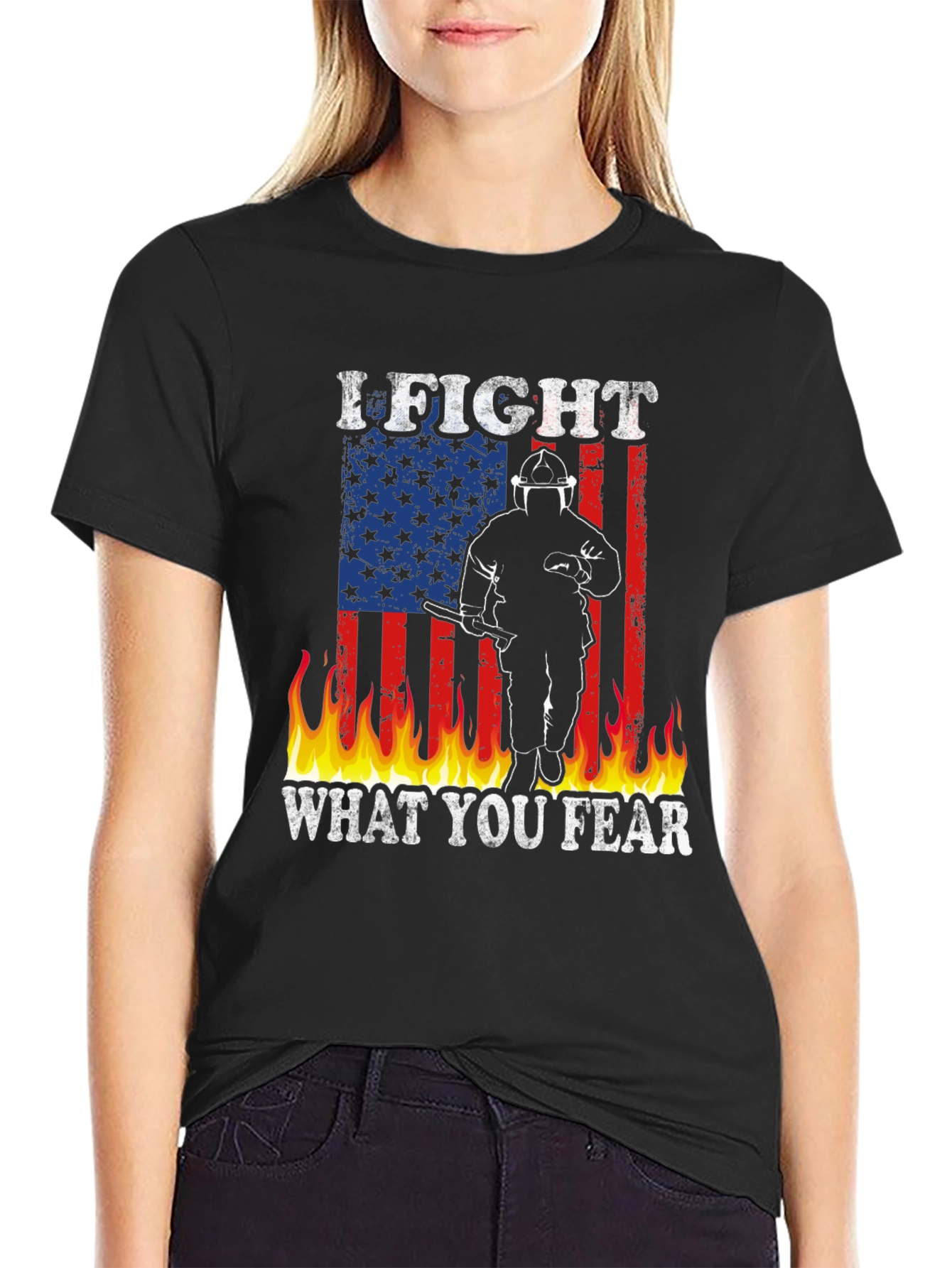 Firefighter American Flag Graphic T-Shirt
