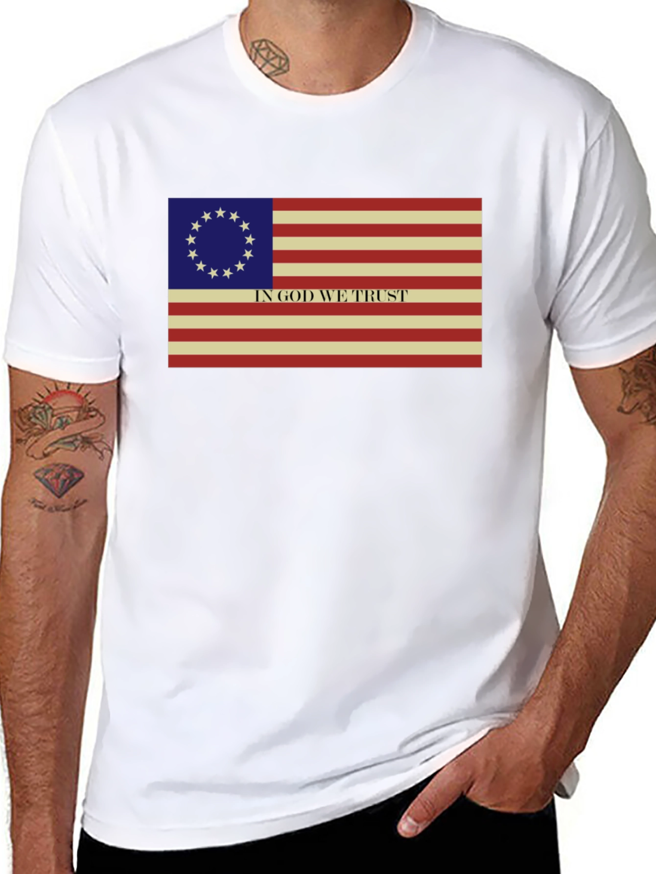 Betsy Ross Flag T-Shirt - In God We Trust