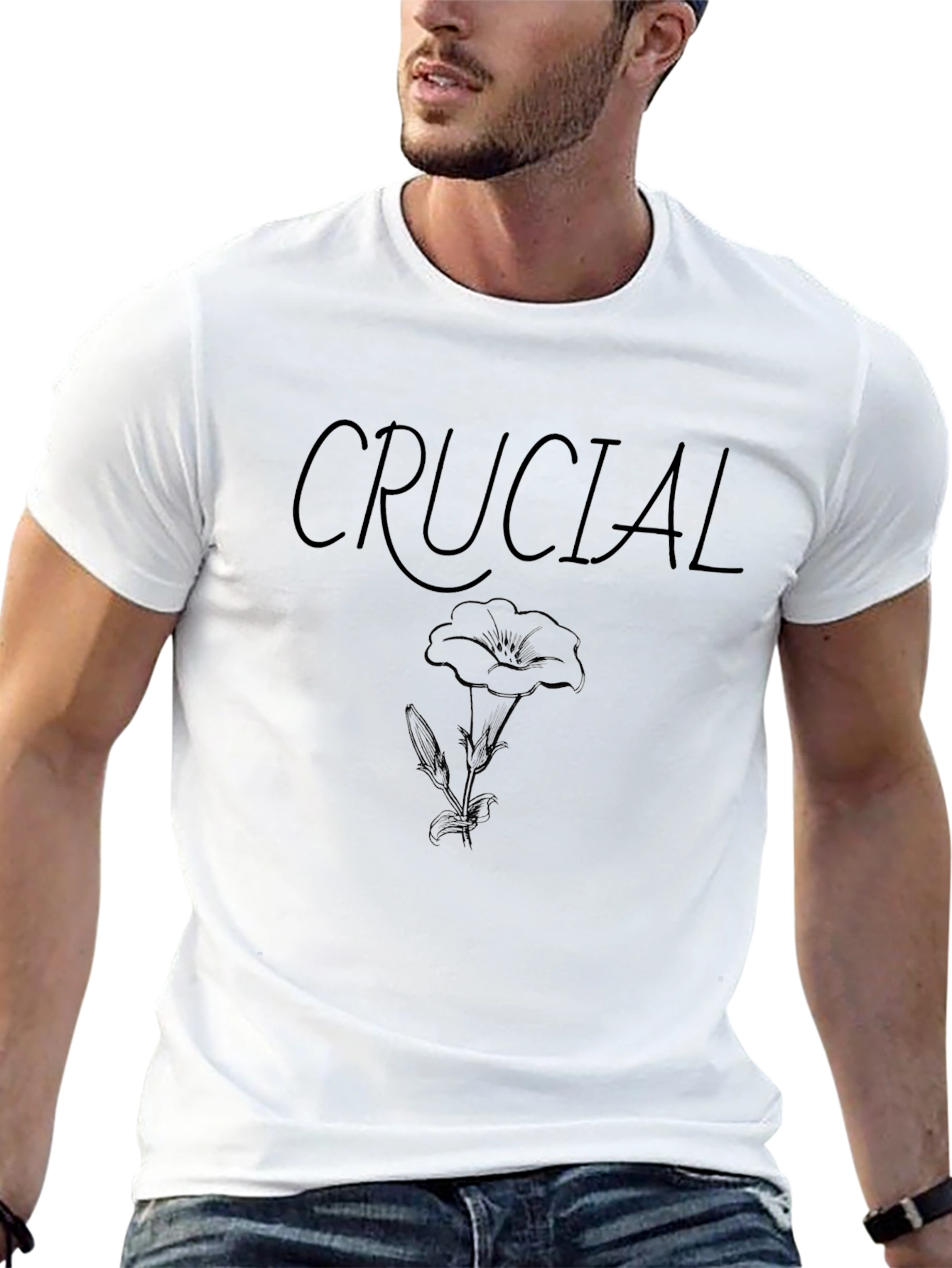 Crucial Flower Graphic Black T-Shirt