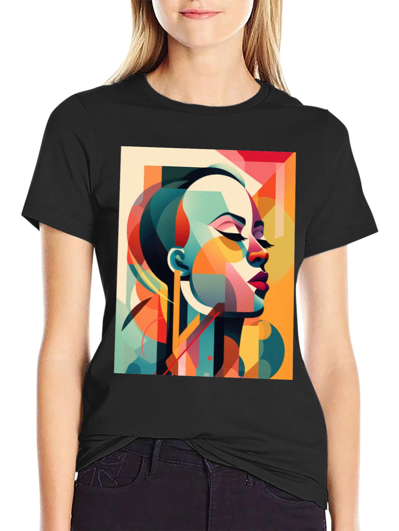 Abstract Woman Graphic Tee - Modern Art Shirt