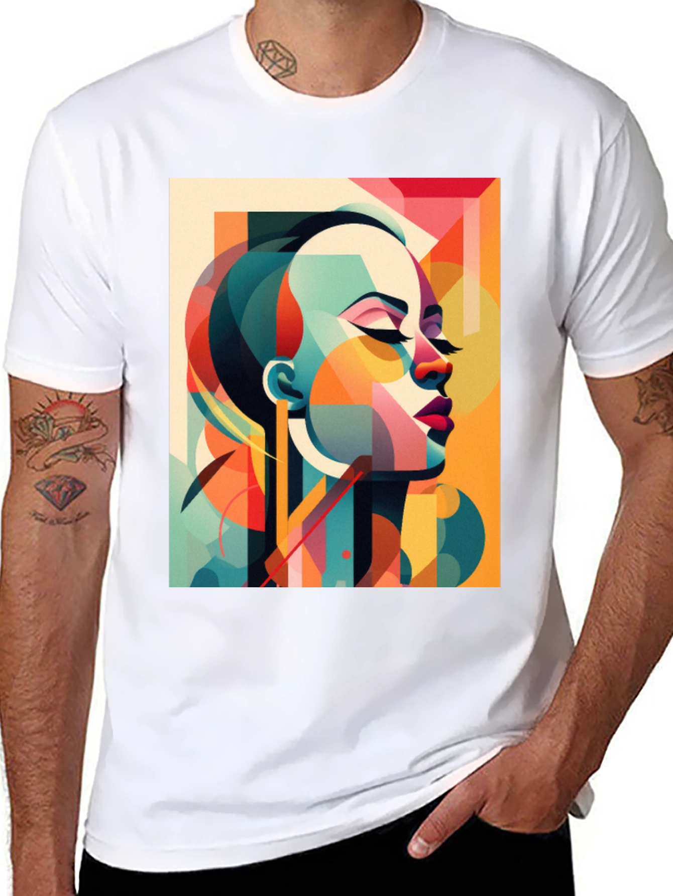 Abstract Woman Graphic Tee - Modern Art Shirt