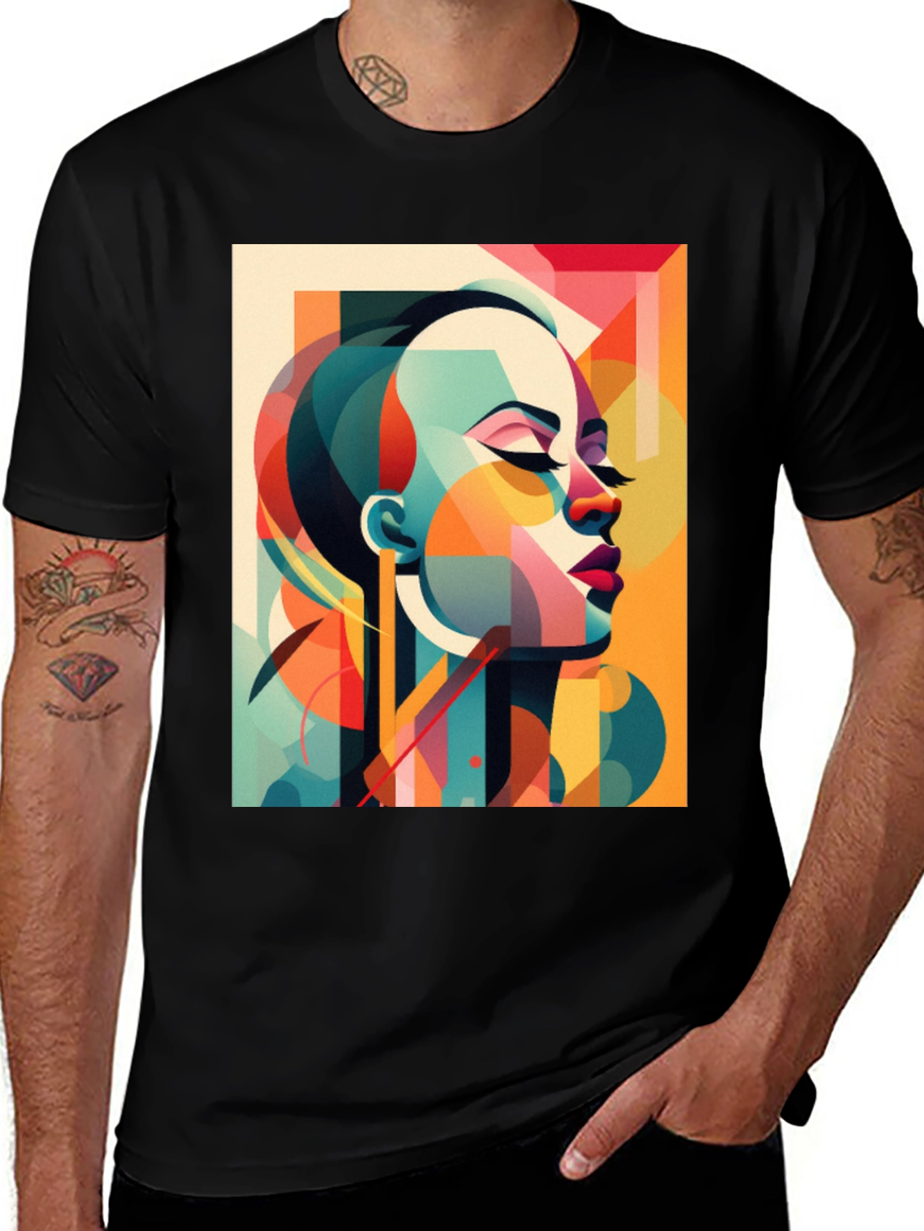 Abstract Woman Graphic Tee - Modern Art Shirt