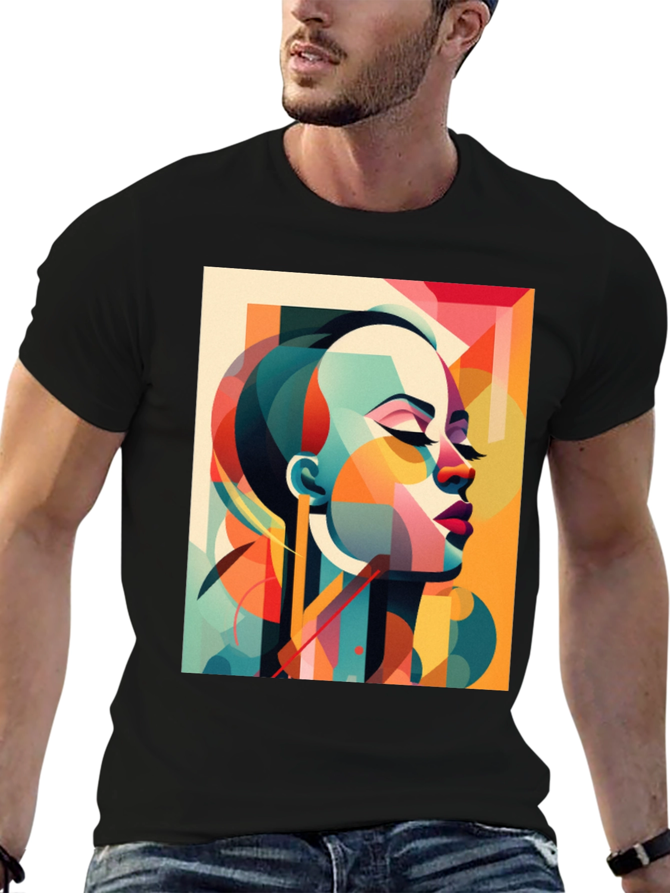 Abstract Woman Graphic Tee - Modern Art Shirt
