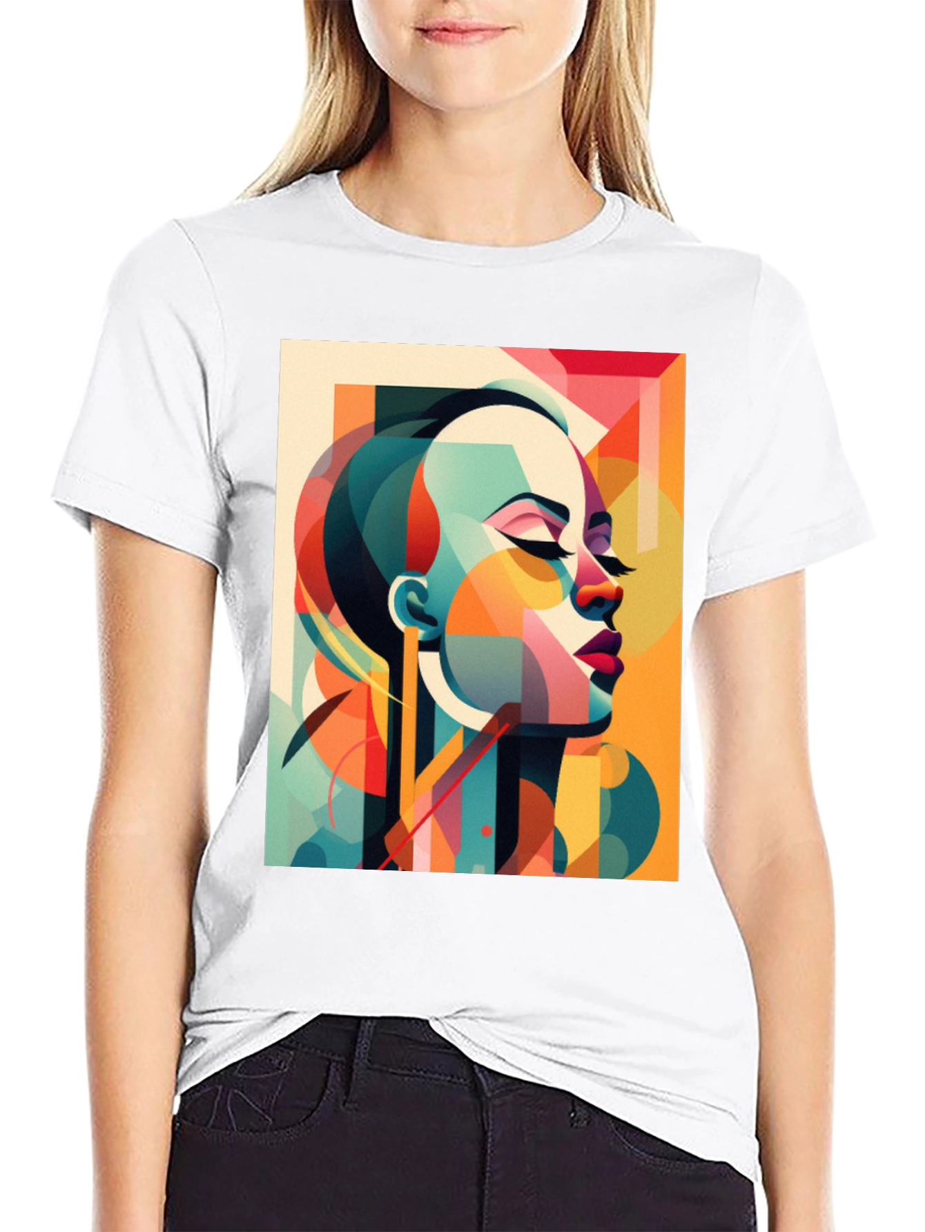 Abstract Woman Graphic Tee - Modern Art Shirt