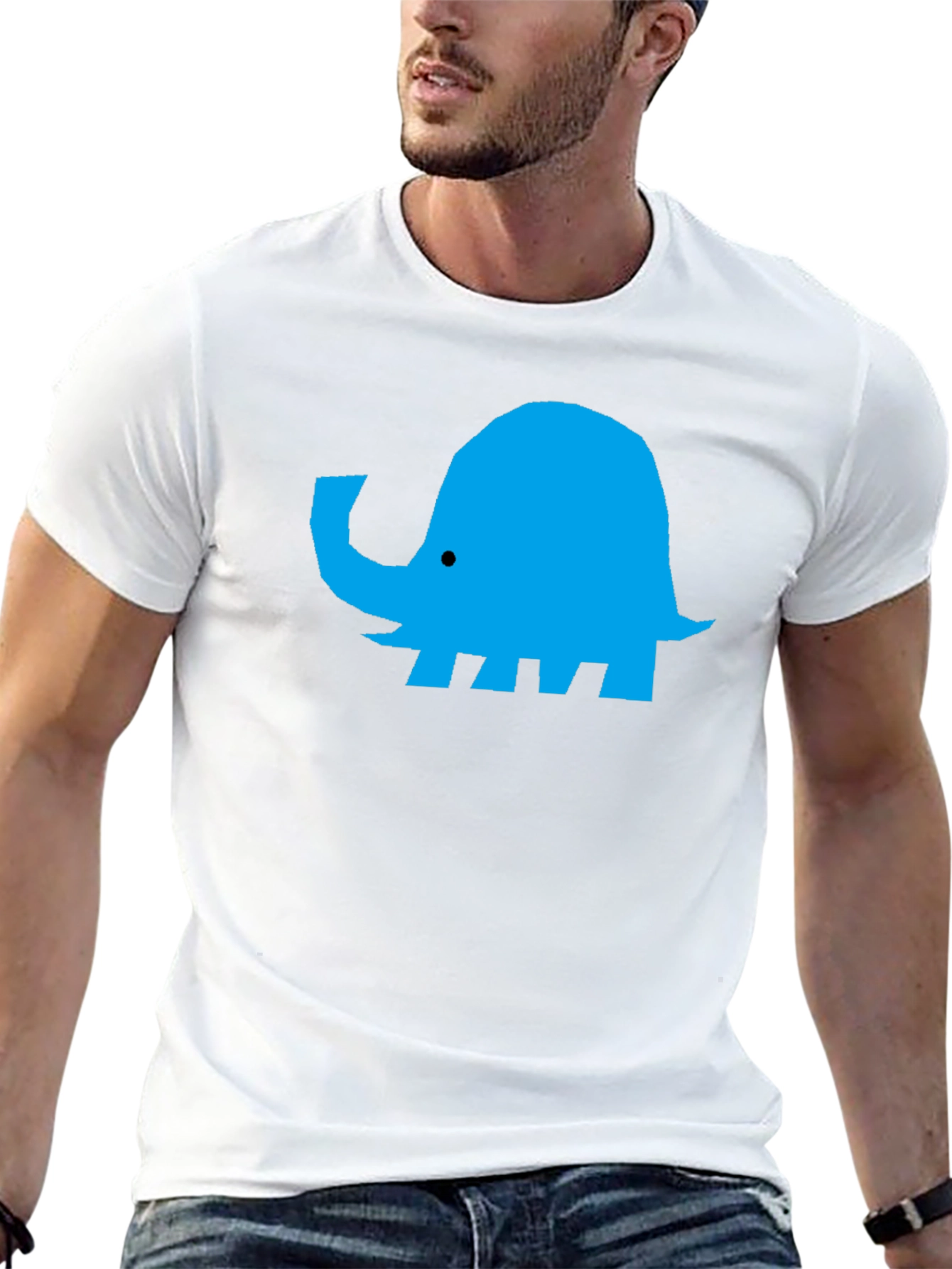 Blue Elephant Graphic Black T-Shirt