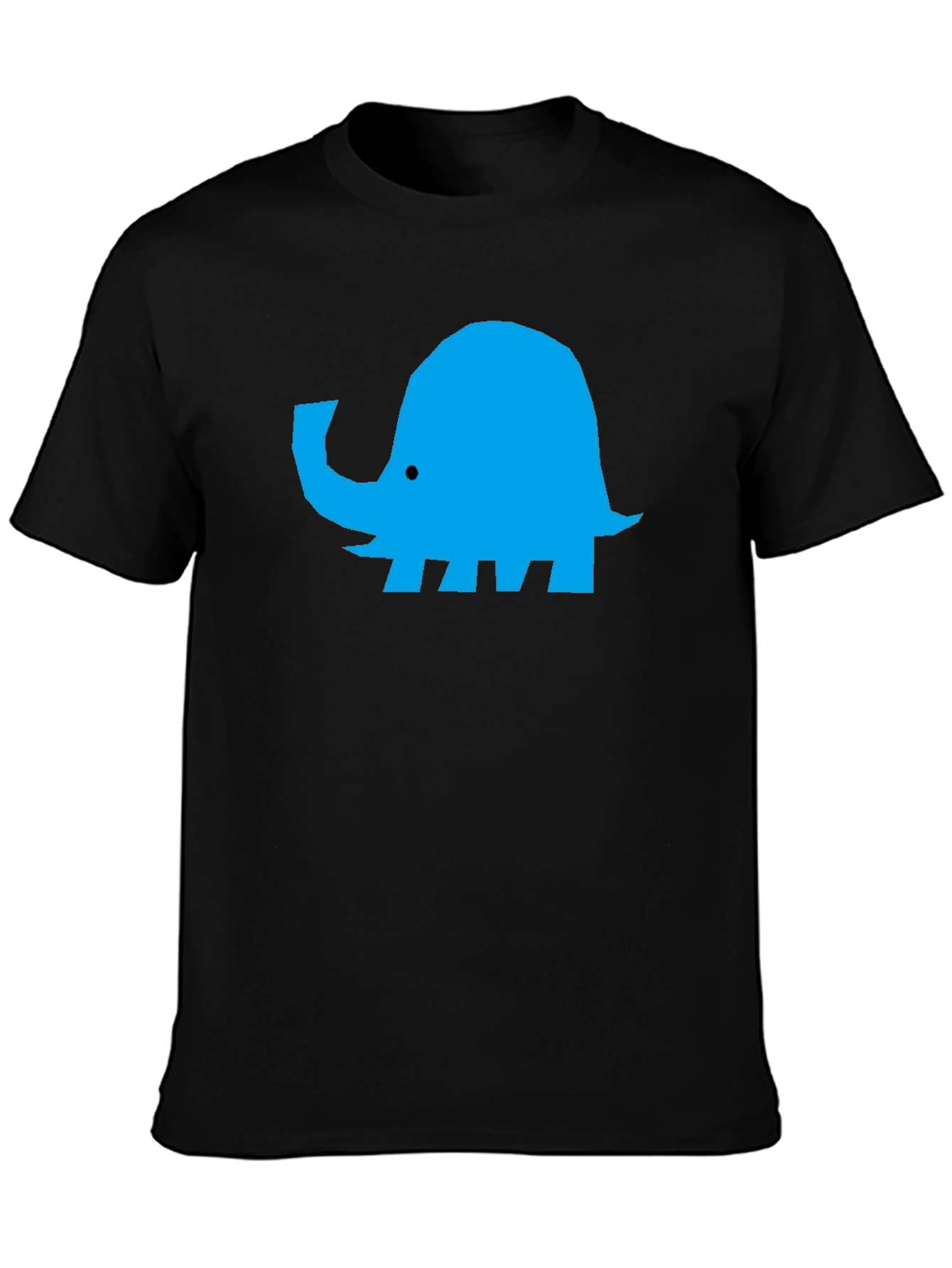 Blue Elephant Graphic Black T-Shirt