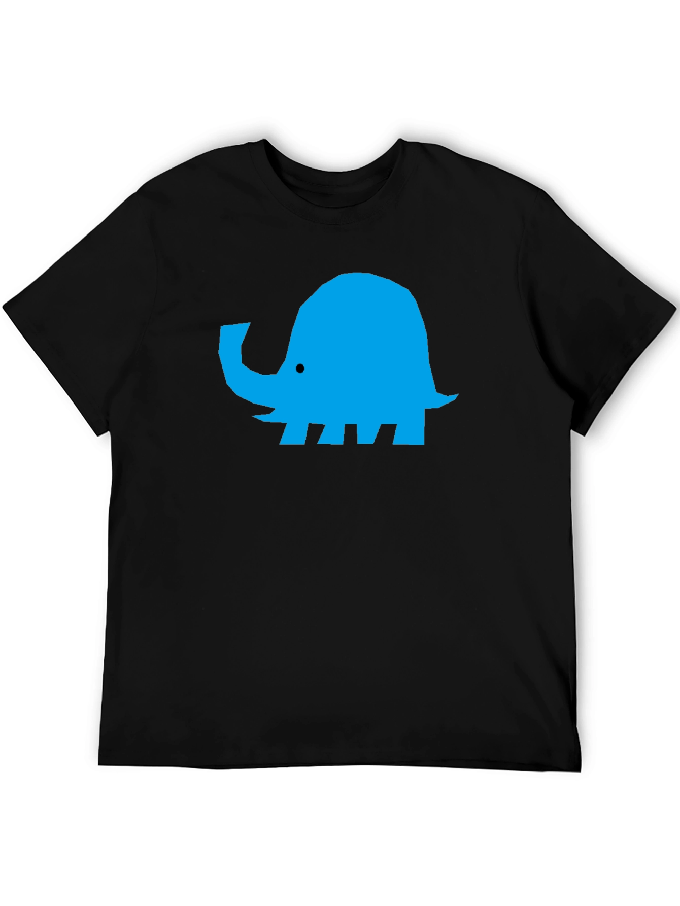 Blue Elephant Graphic Black T-Shirt
