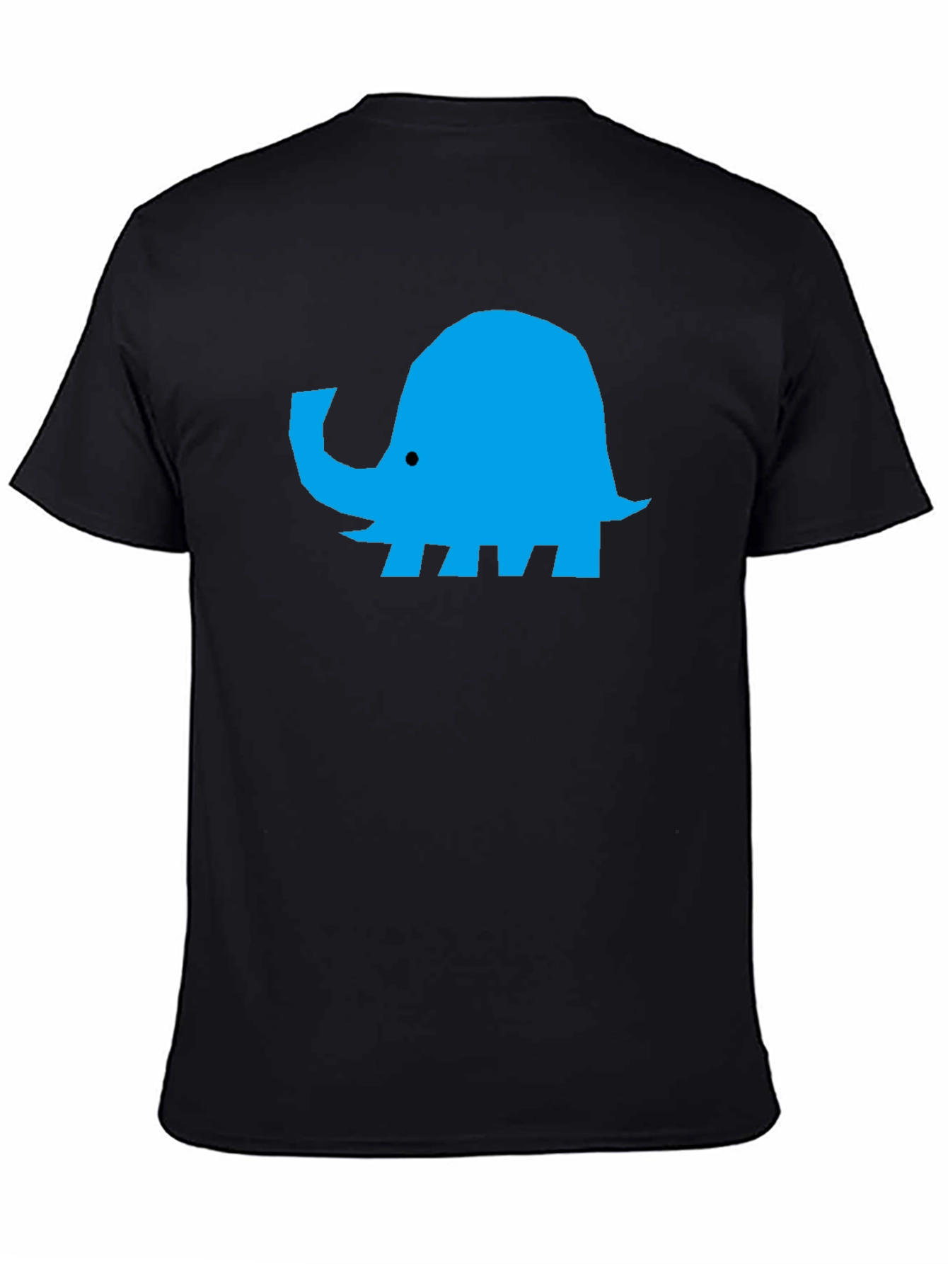 Blue Elephant Graphic Black T-Shirt