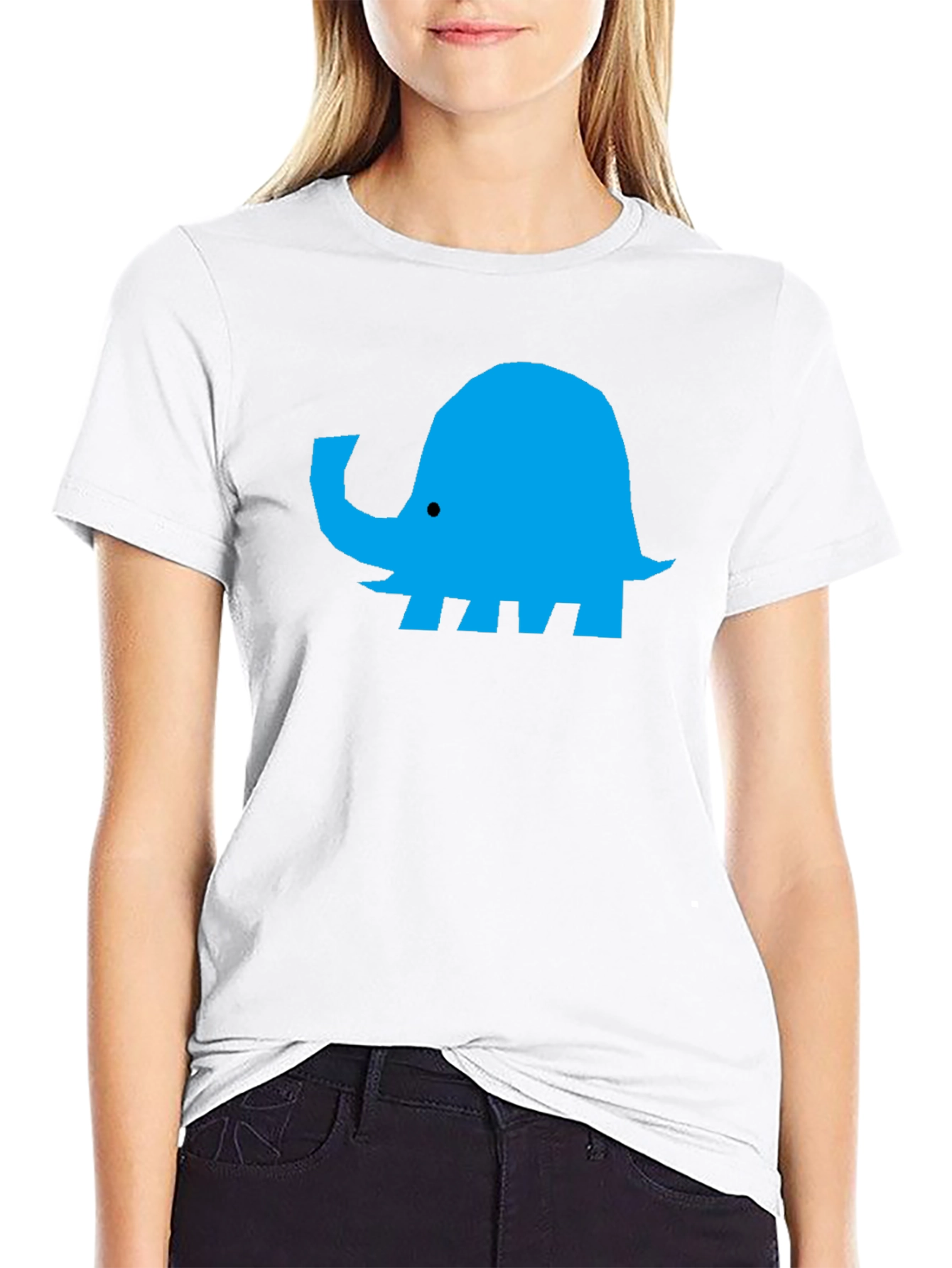 Blue Elephant Graphic Black T-Shirt