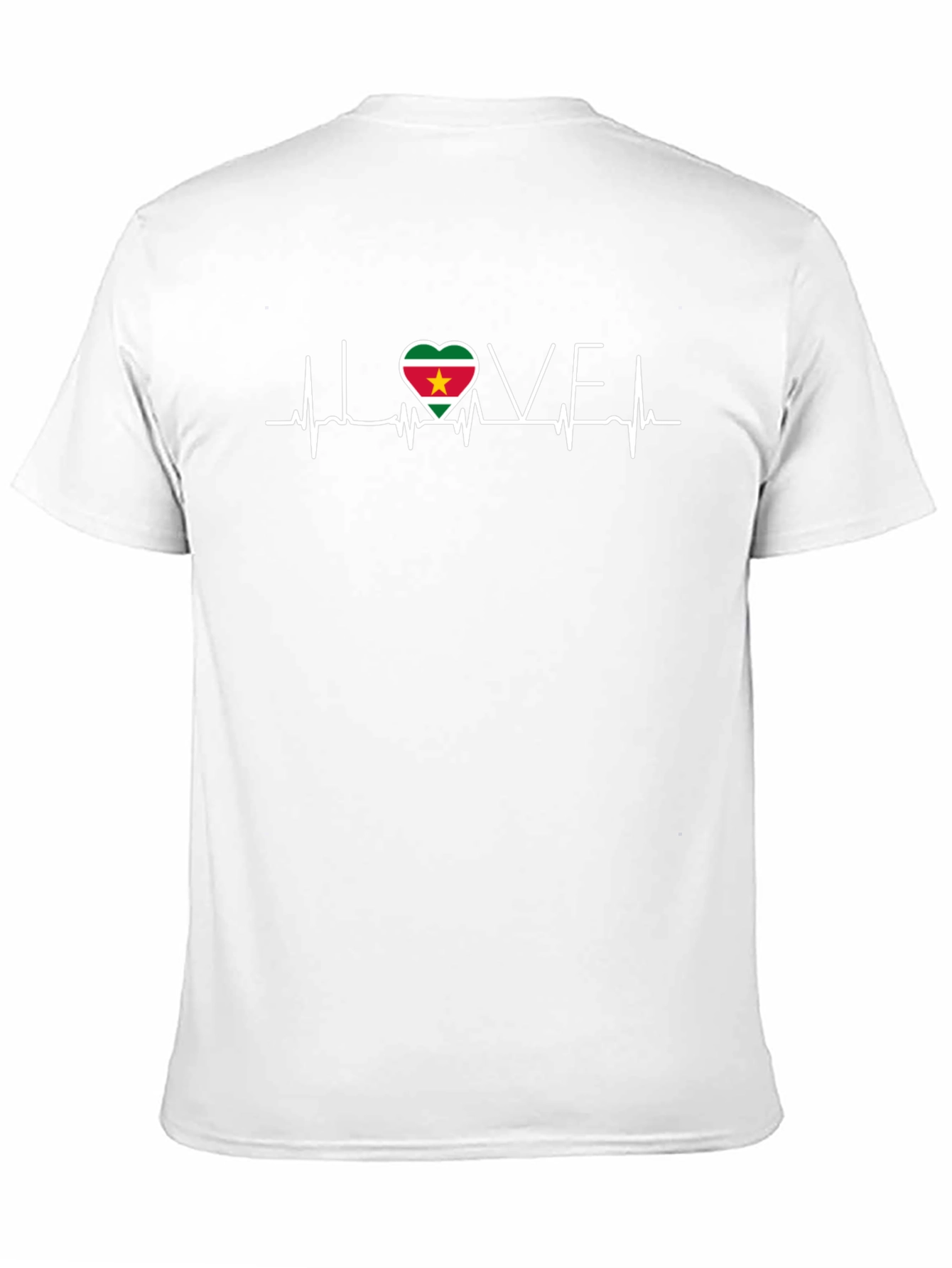 Suriname Flag Heartbeat Love Black T-Shirt